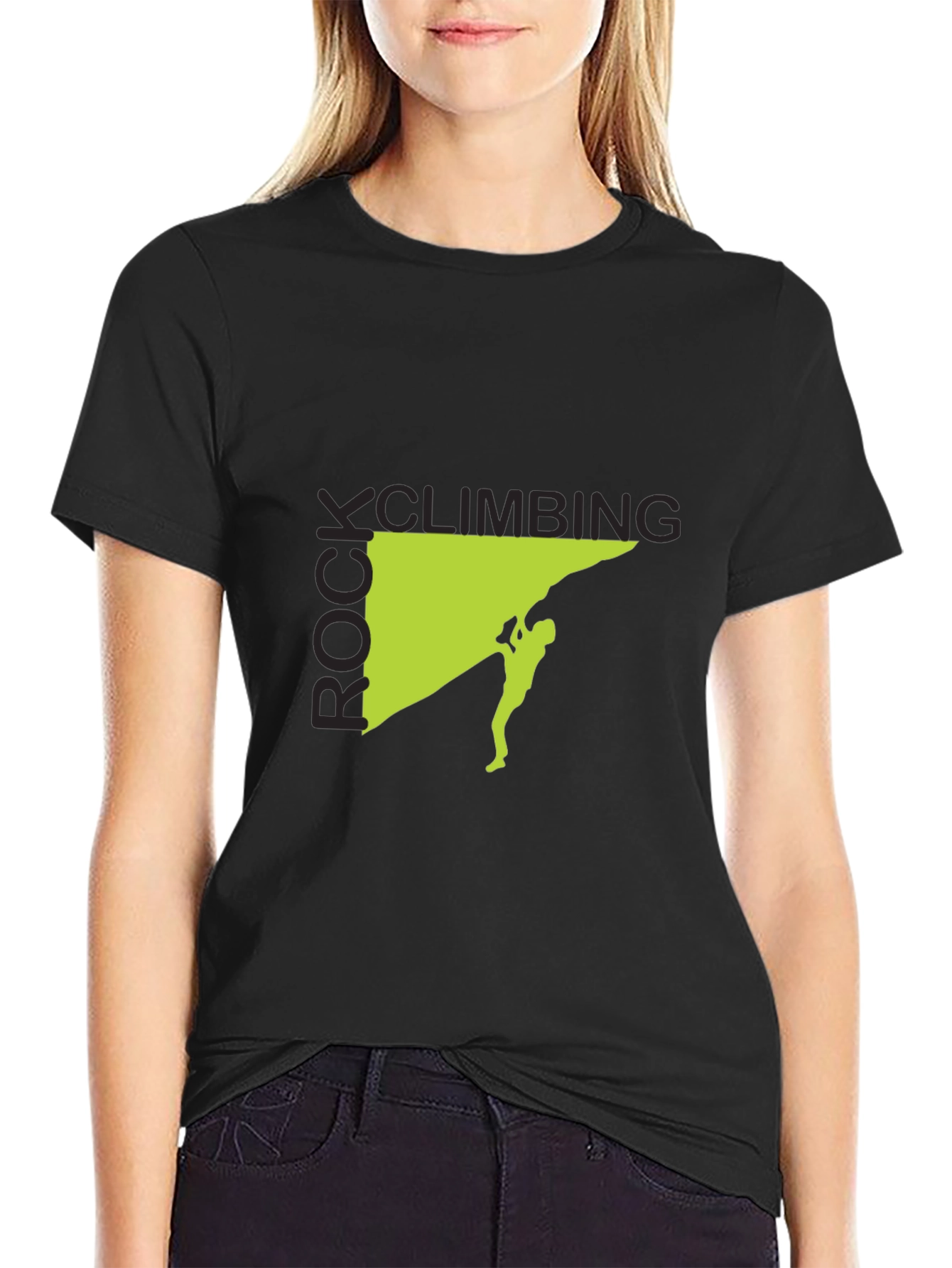 Rock Climbing Graphic Tee - Black Cotton Shirt