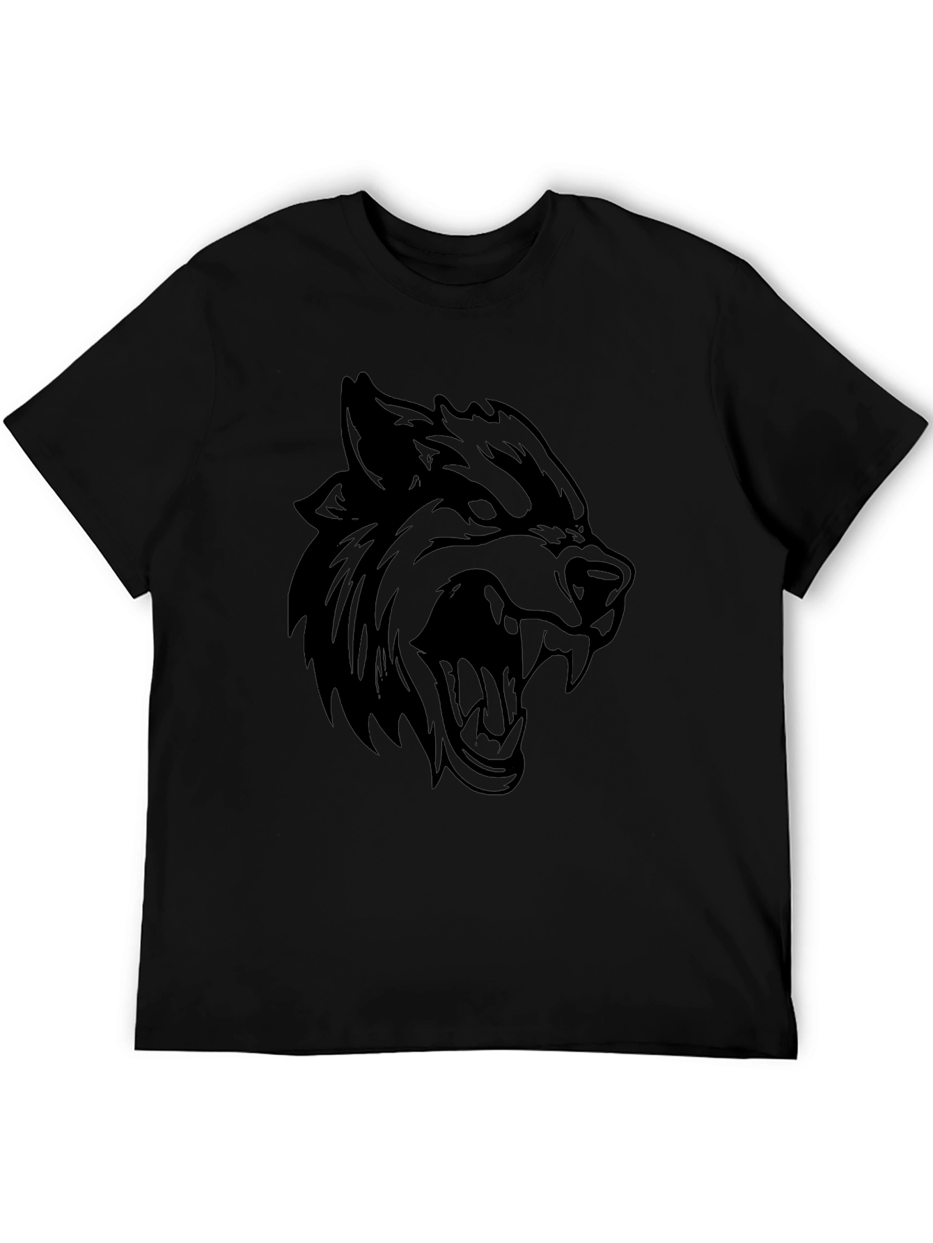 Mens Black Wolf Graphic Tee