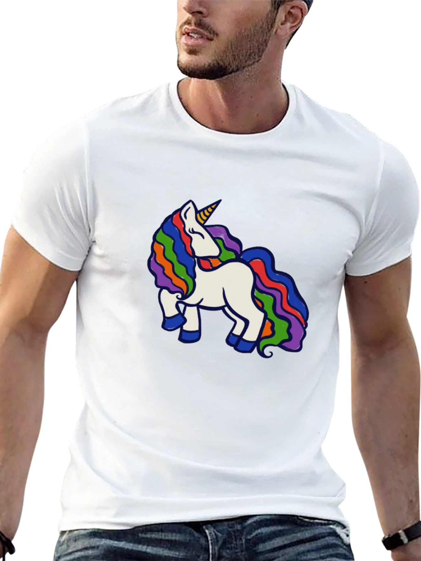 Rainbow Unicorn Black T-Shirt