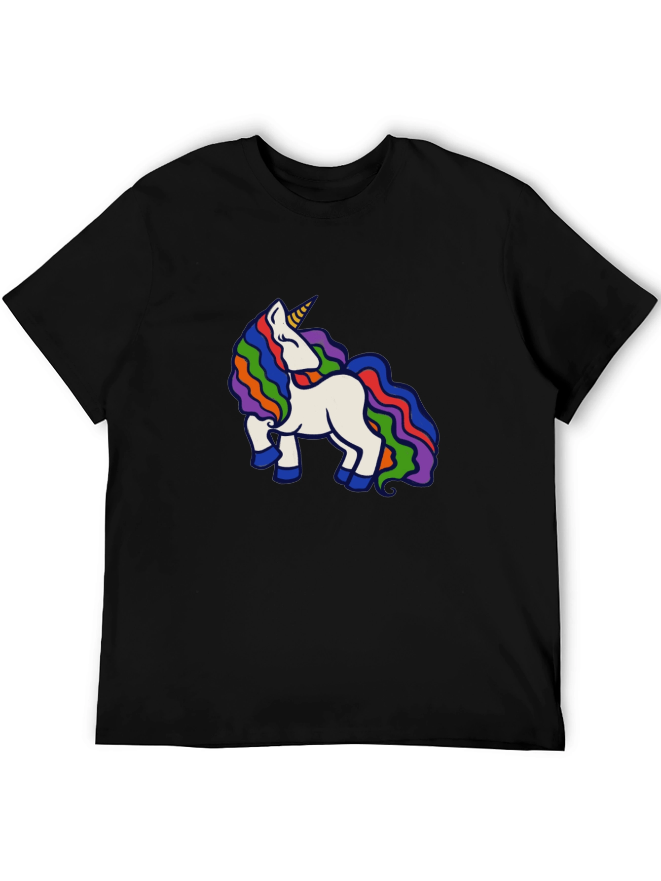 Rainbow Unicorn Black T-Shirt