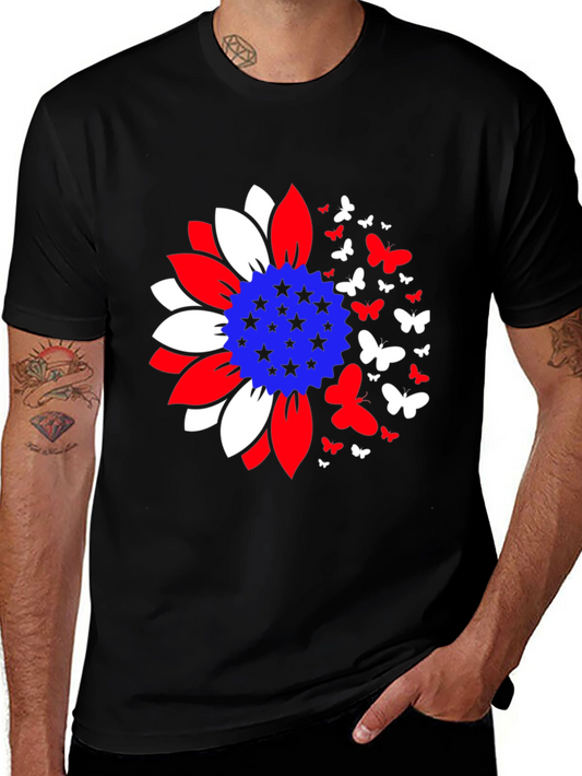 Patriotic Sunflower Butterfly Graphic Tee