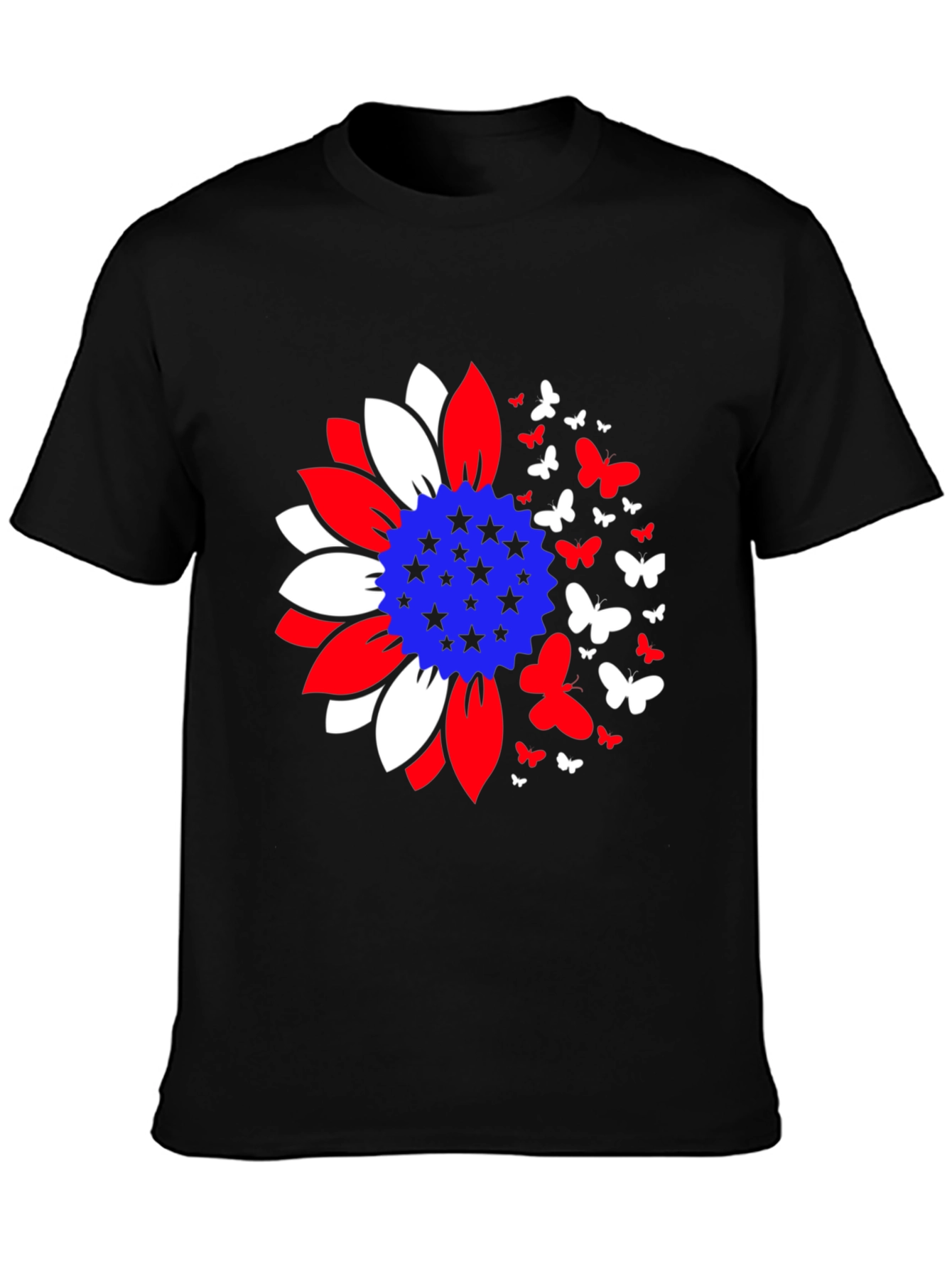 Patriotic Sunflower Butterfly Graphic Tee