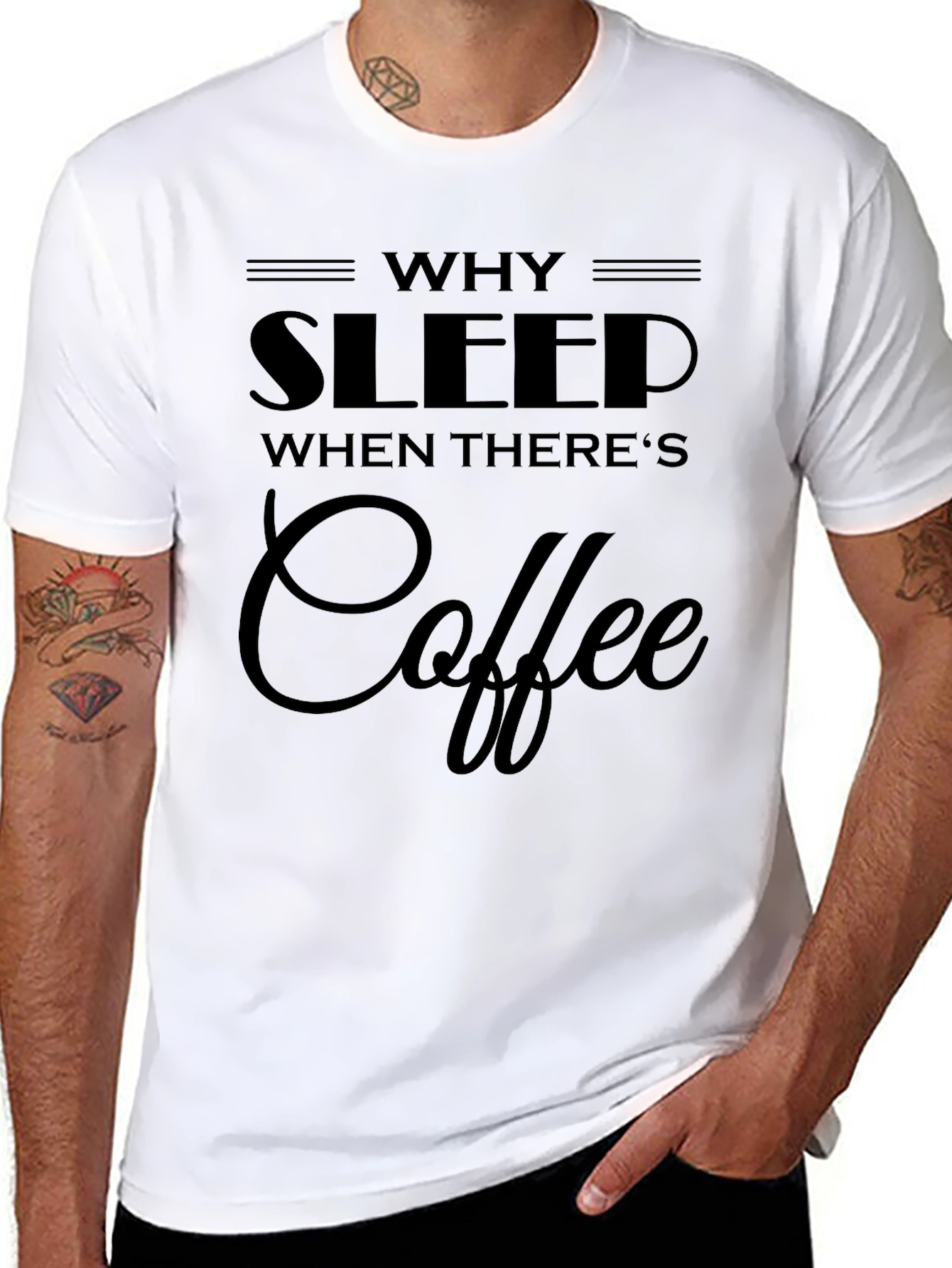 Why Sleep? Coffee Graphic Black T-Shirt
