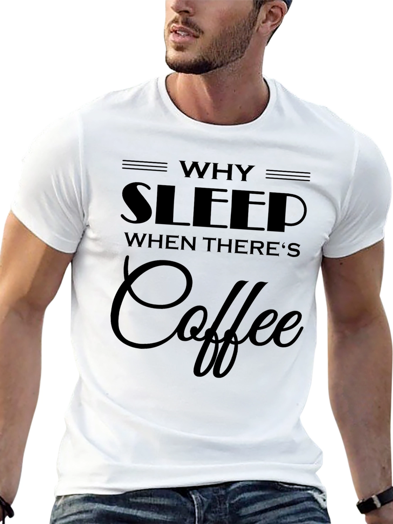 Why Sleep? Coffee Graphic Black T-Shirt