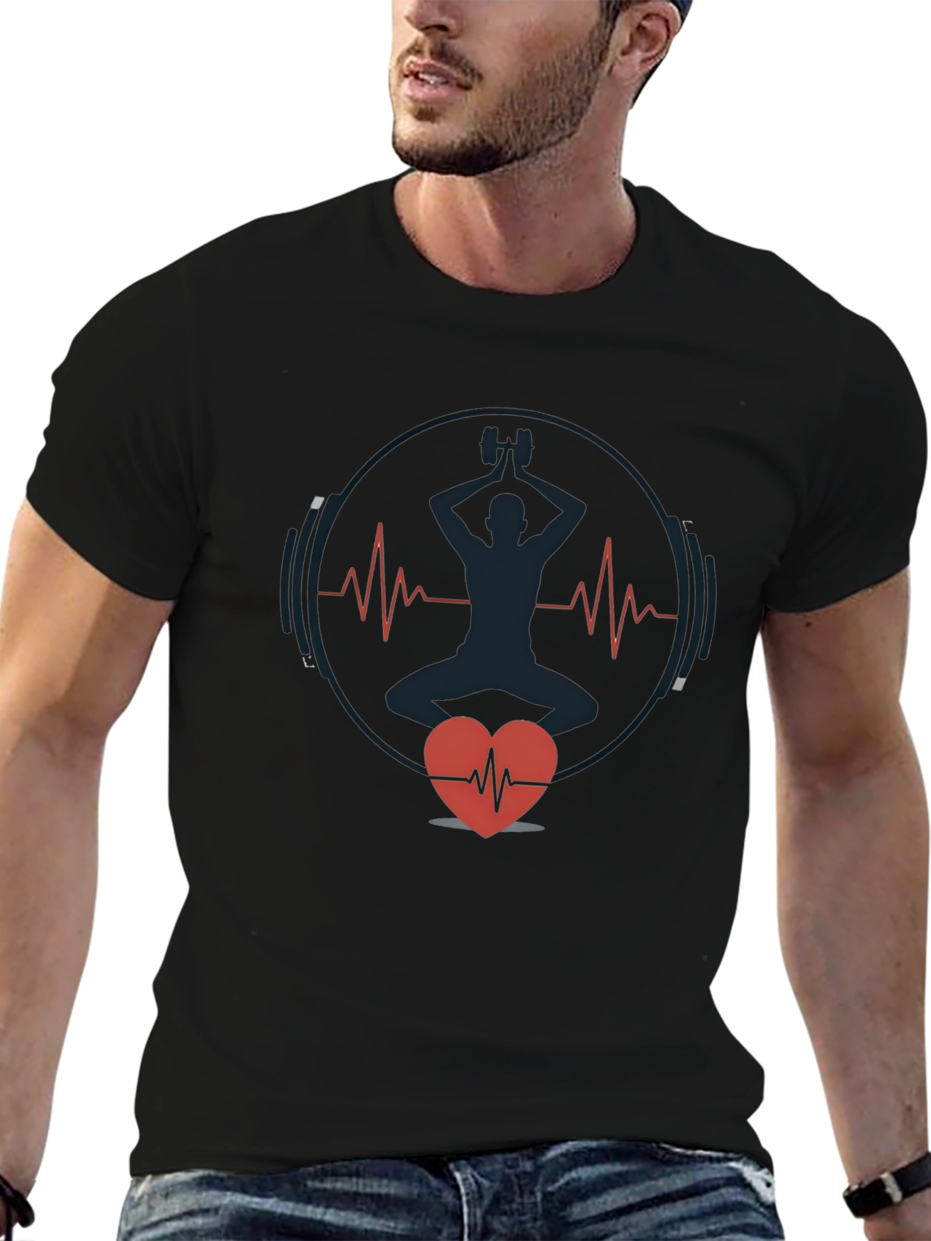 Fitness Heartbeat T-Shirt - Black