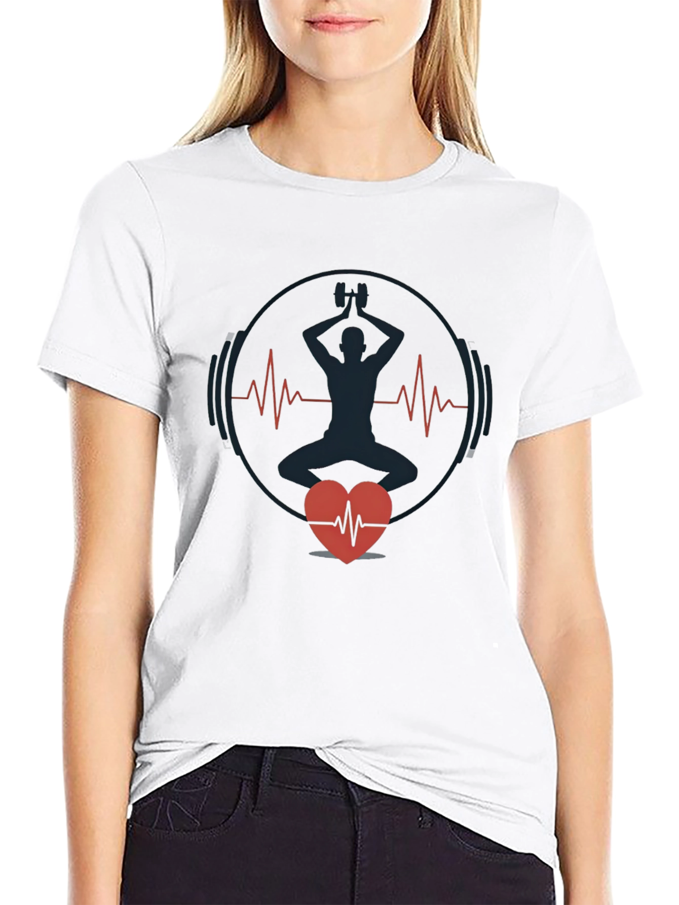 Fitness Heartbeat T-Shirt - Black