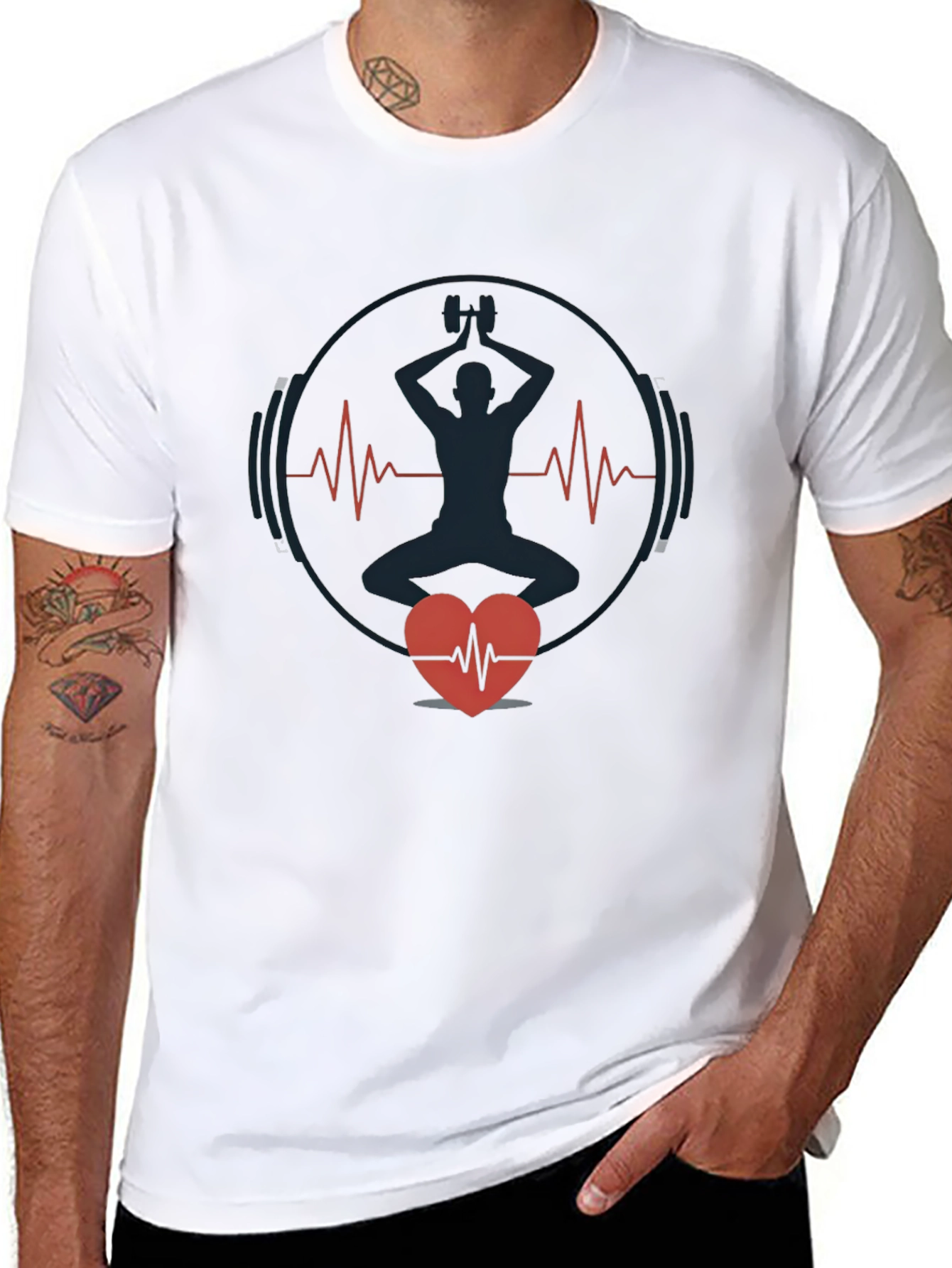 Fitness Heartbeat T-Shirt - Black