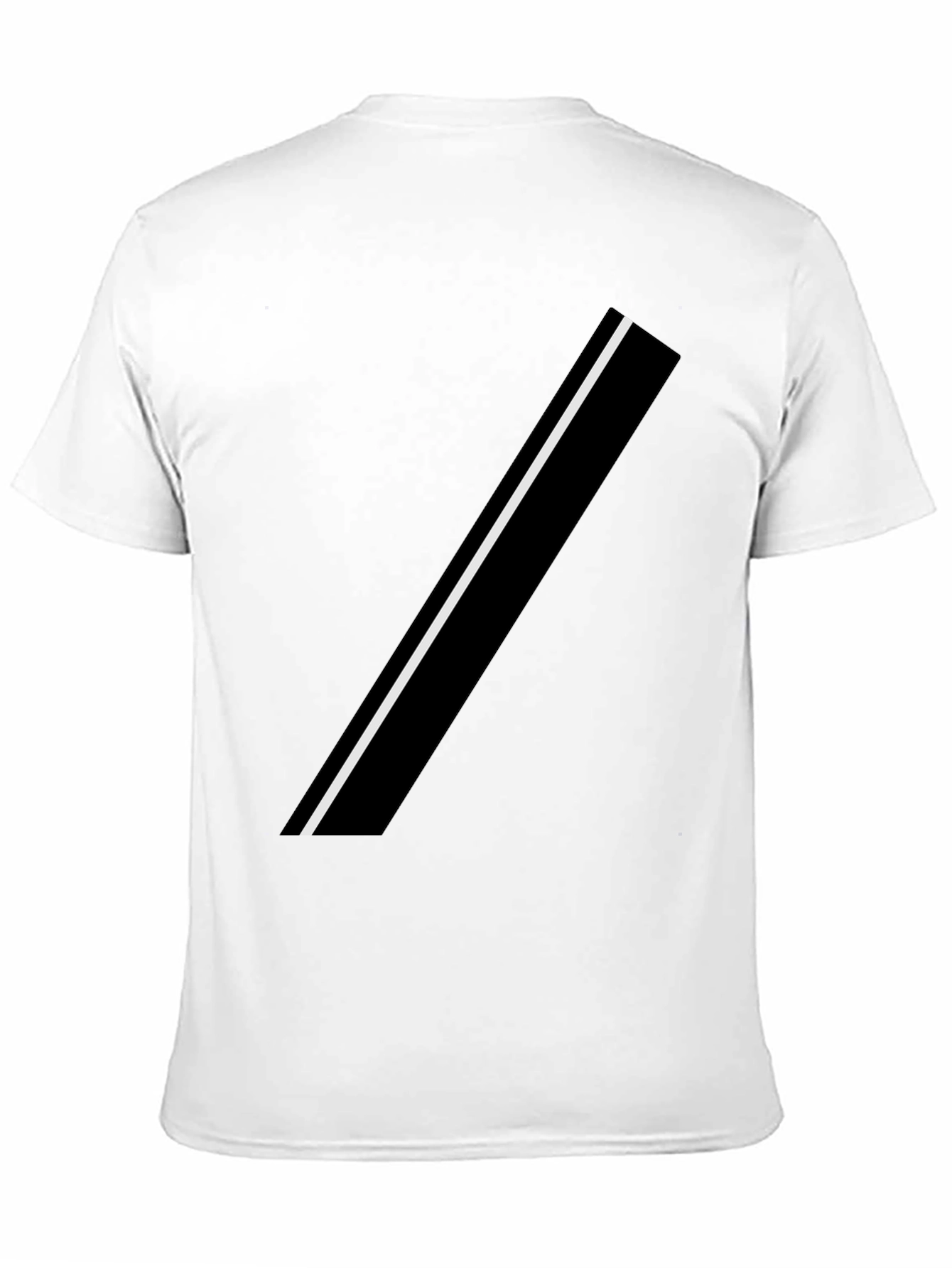 Modern Black Tee with Asymmetrical White Stripe