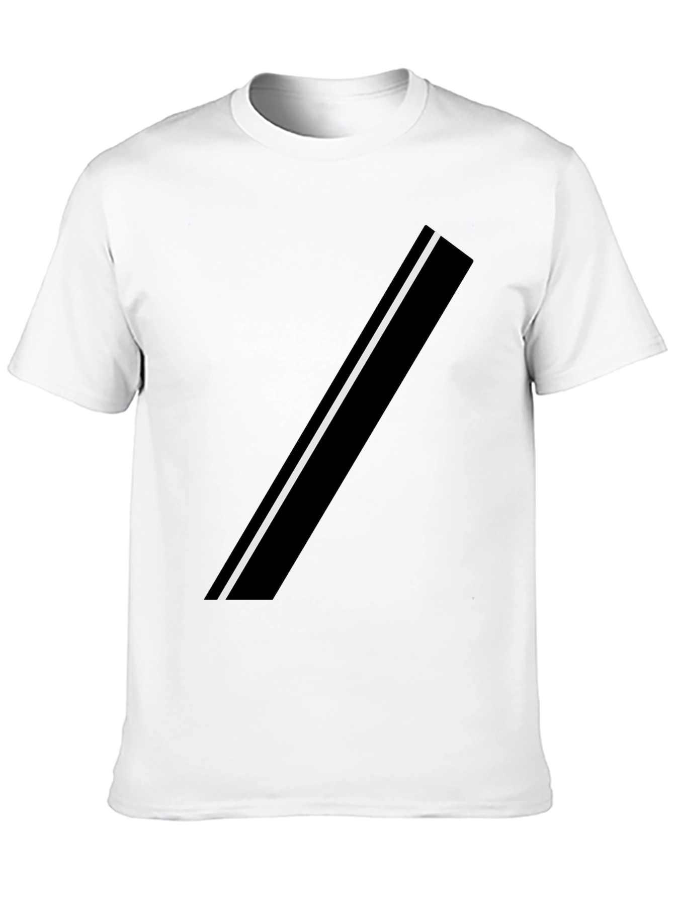 Modern Black Tee with Asymmetrical White Stripe