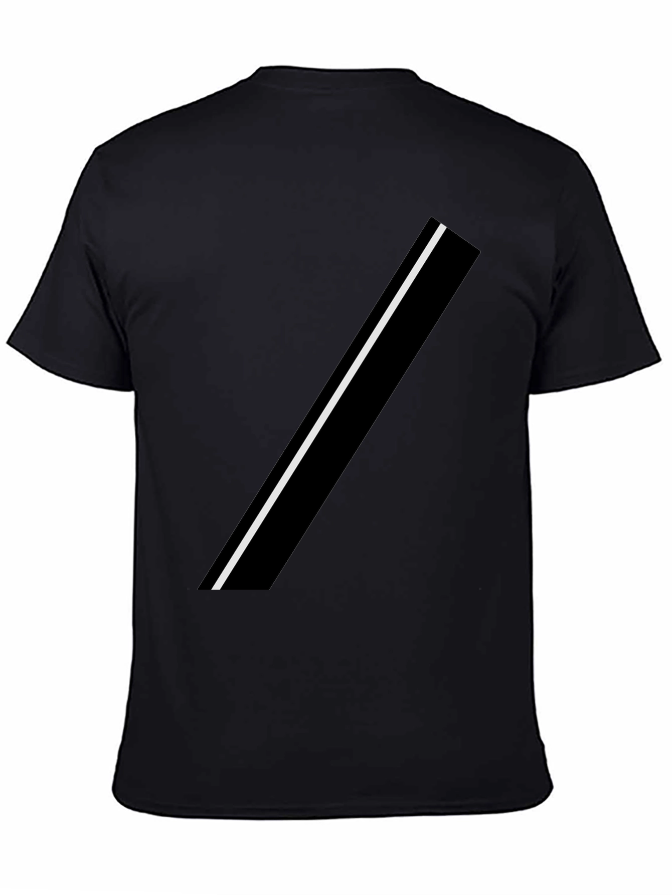 Modern Black Tee with Asymmetrical White Stripe