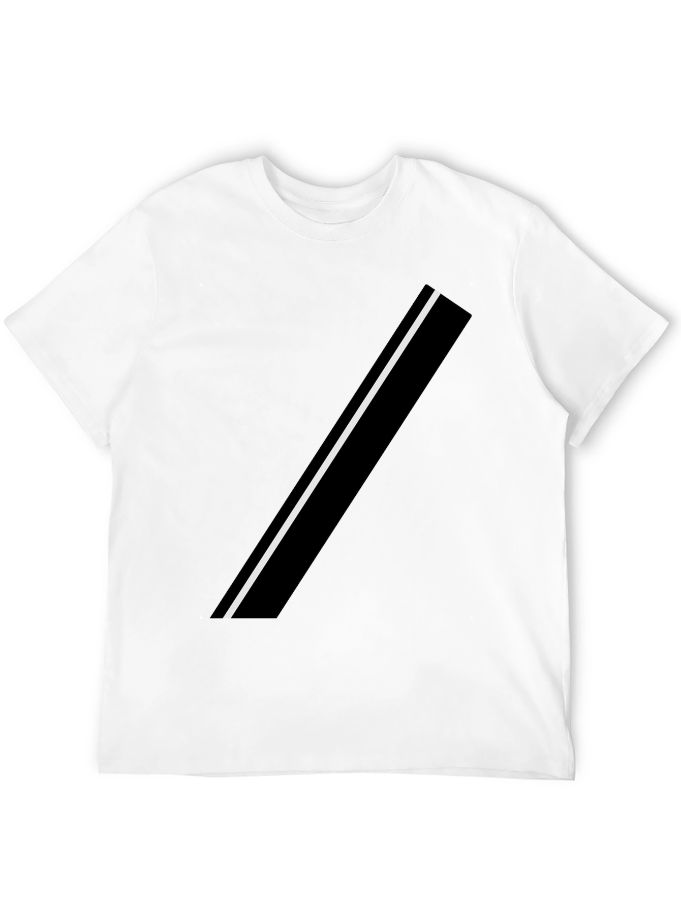 Modern Black Tee with Asymmetrical White Stripe