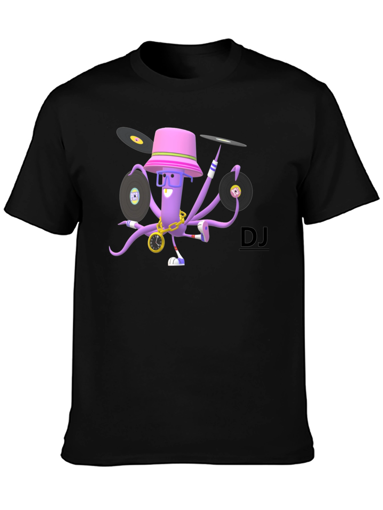 DJ Octopus Graphic T-Shirt - Black