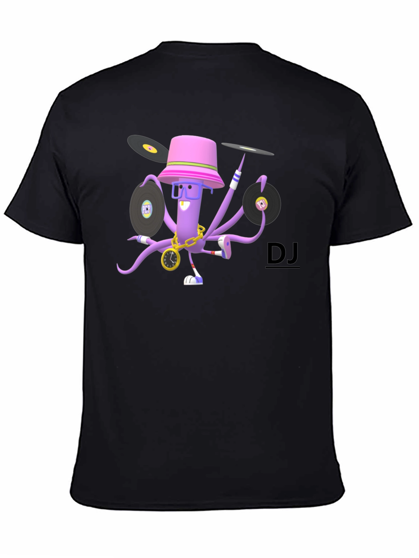 DJ Octopus Graphic T-Shirt - Black
