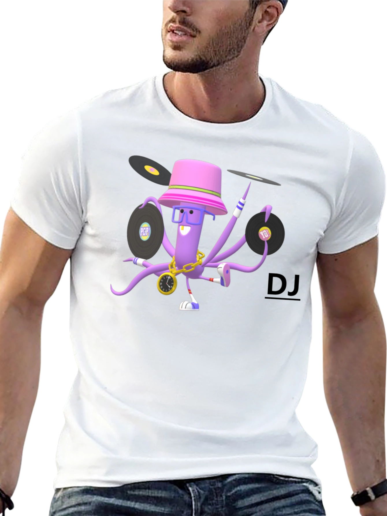 DJ Octopus Graphic T-Shirt - Black