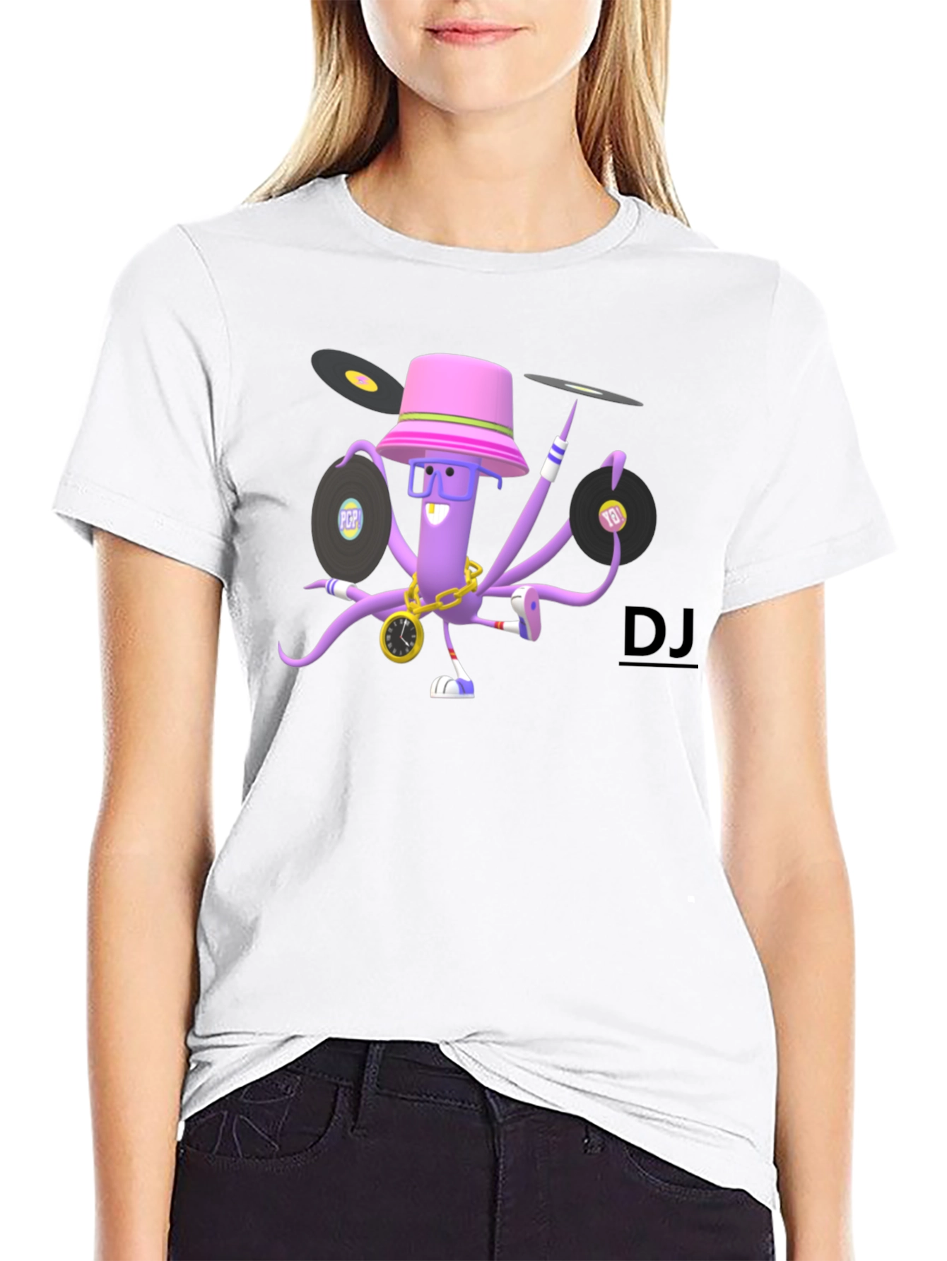 DJ Octopus Graphic T-Shirt - Black