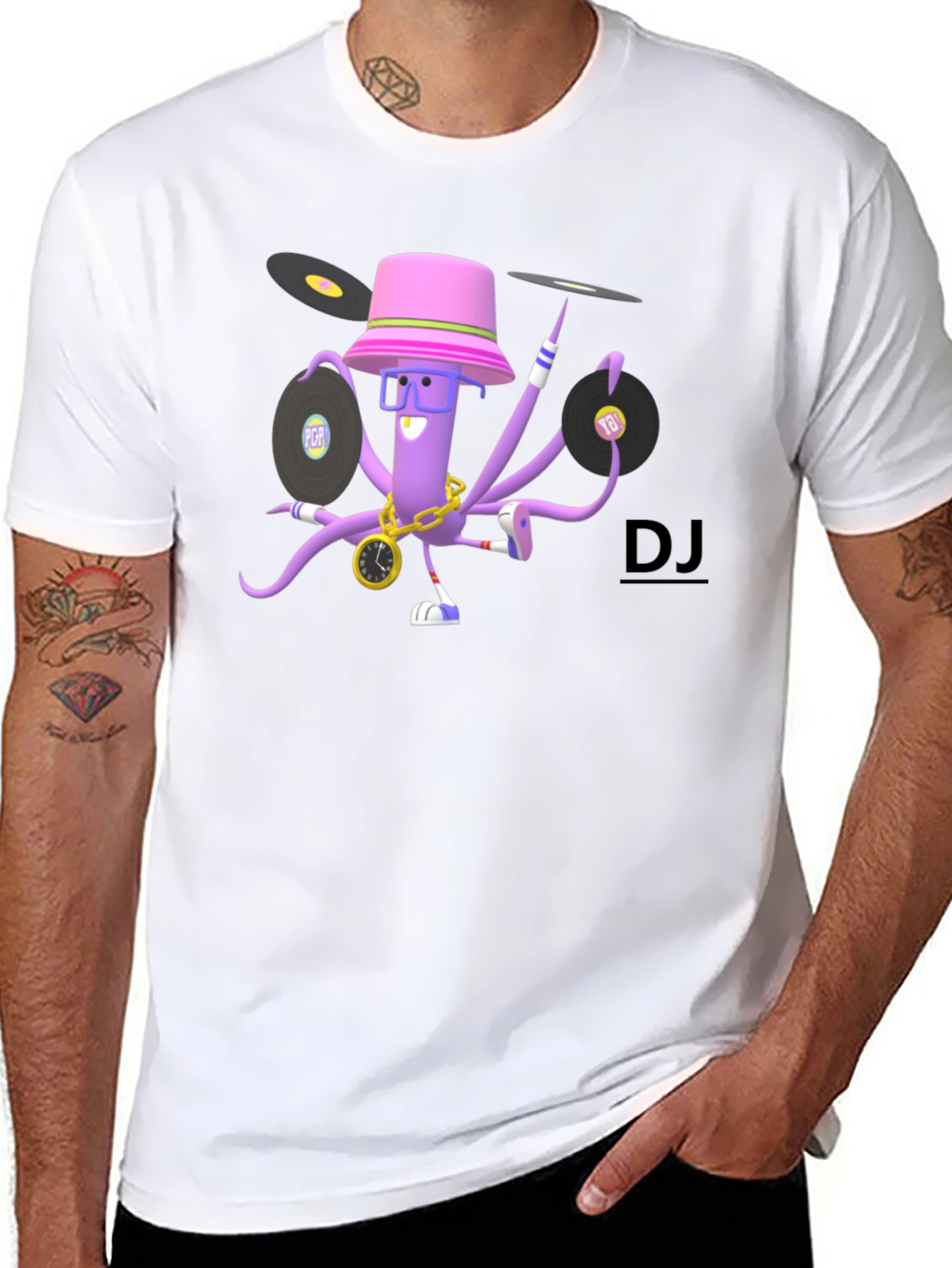 DJ Octopus Graphic T-Shirt - Black