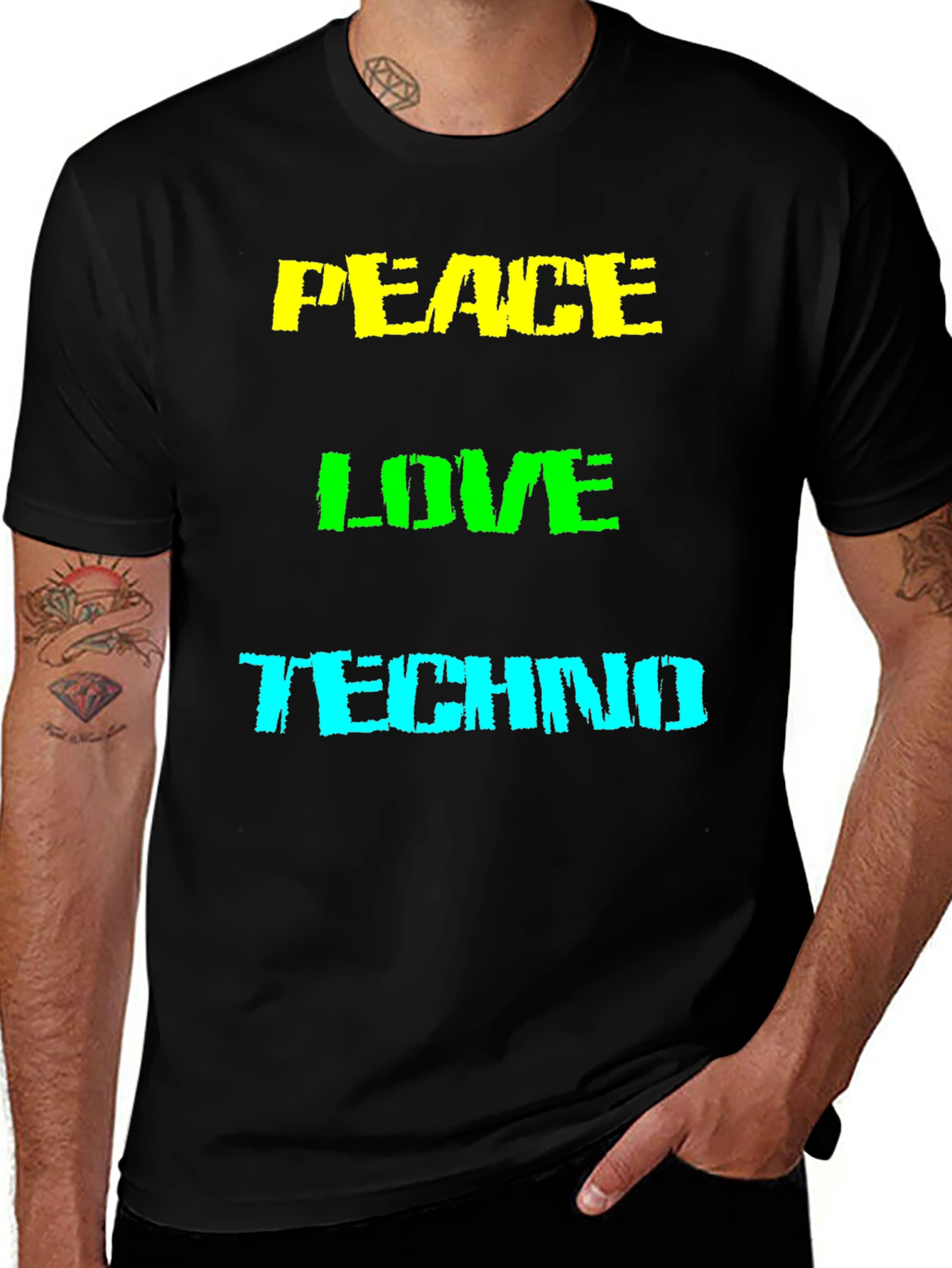 Peace Love Techno Graphic T-Shirt