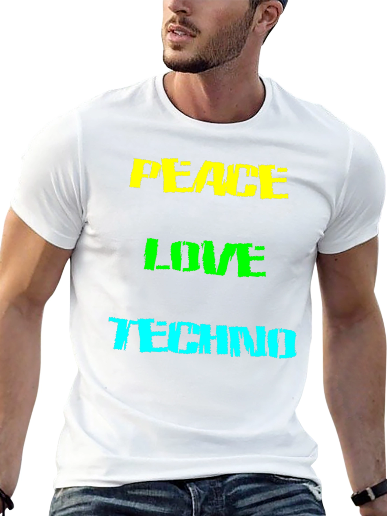 Peace Love Techno Graphic T-Shirt