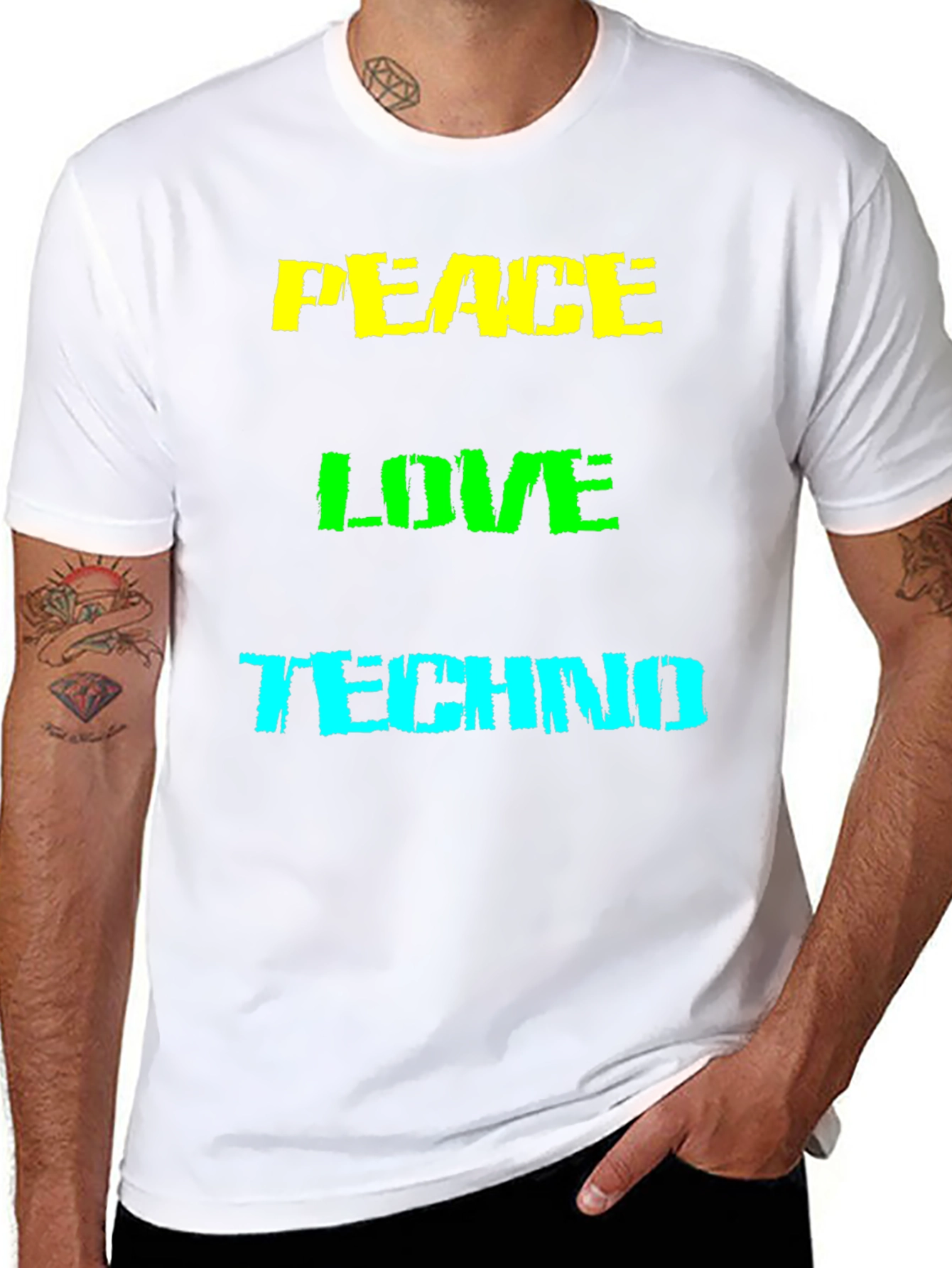 Peace Love Techno Graphic T-Shirt
