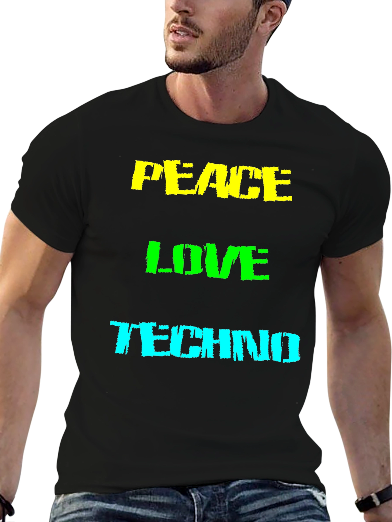 Peace Love Techno Graphic T-Shirt