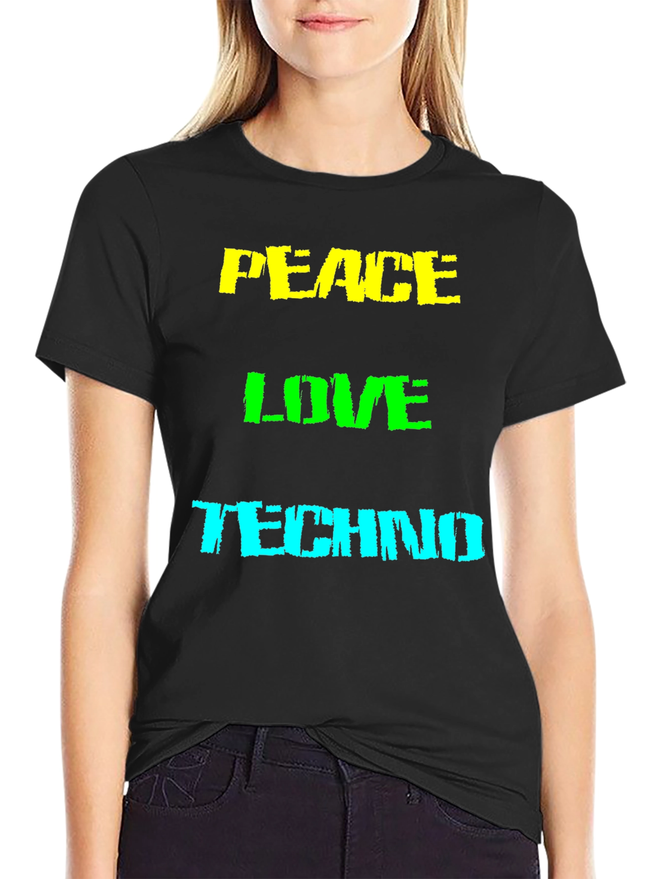 Peace Love Techno Graphic T-Shirt