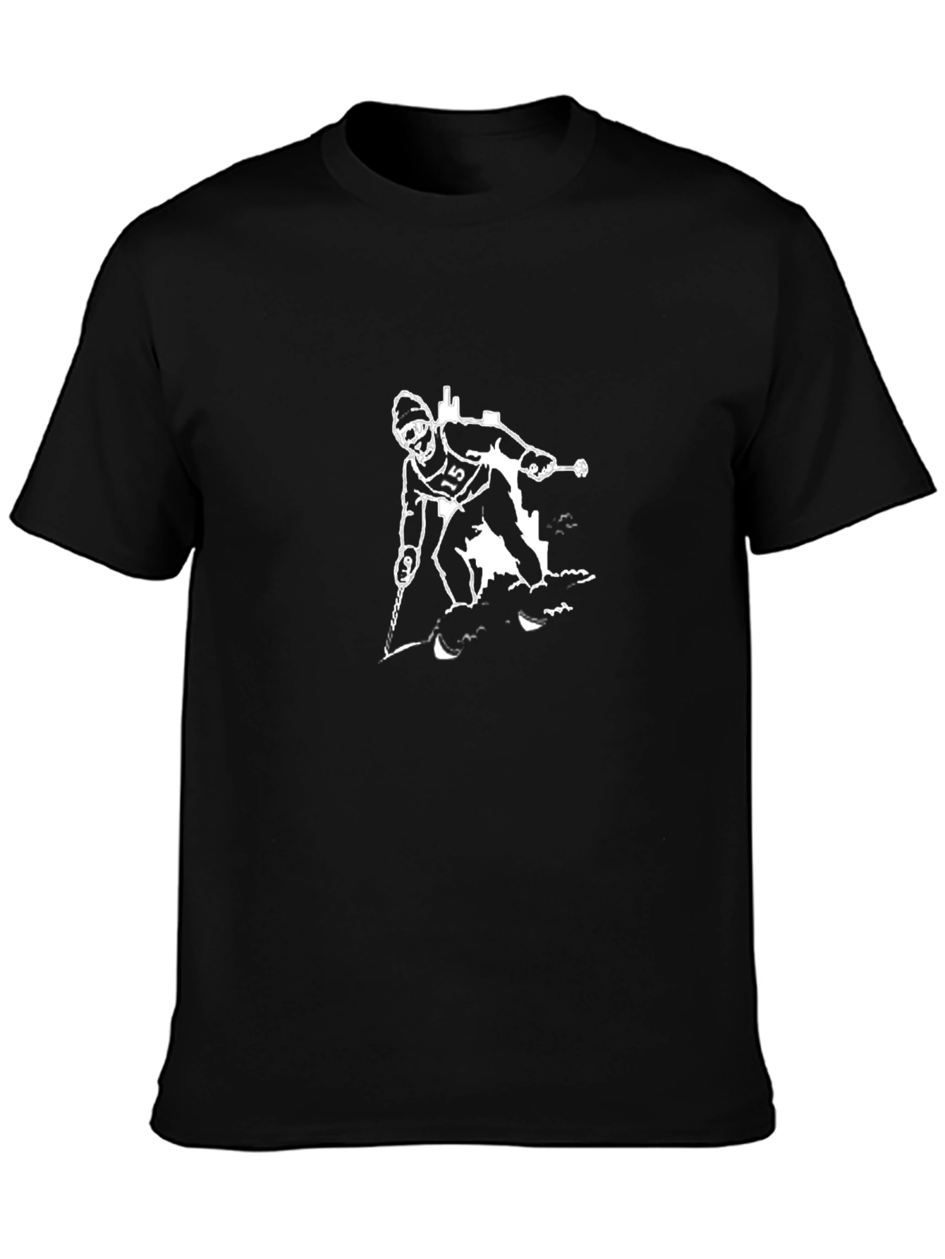 Black Skiing Graphic Tee - Unique Design