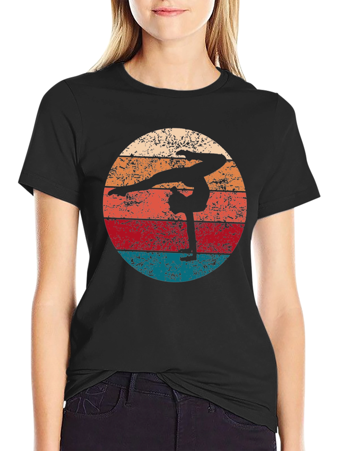 Retro Gymnast Silhouette Graphic T-Shirt