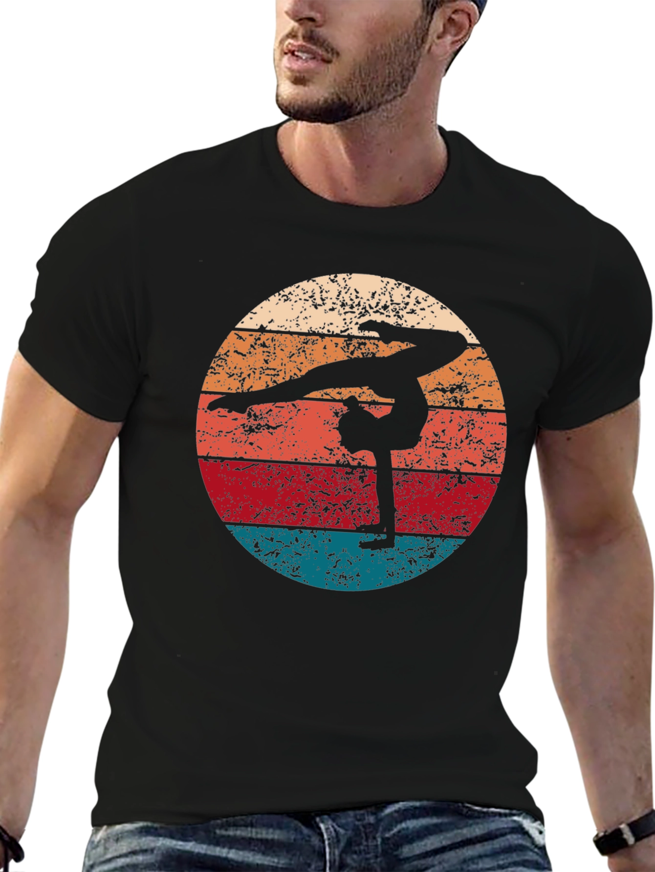 Retro Gymnast Silhouette Graphic T-Shirt