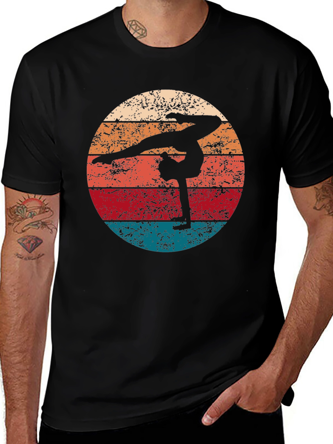 Retro Gymnast Silhouette Graphic T-Shirt