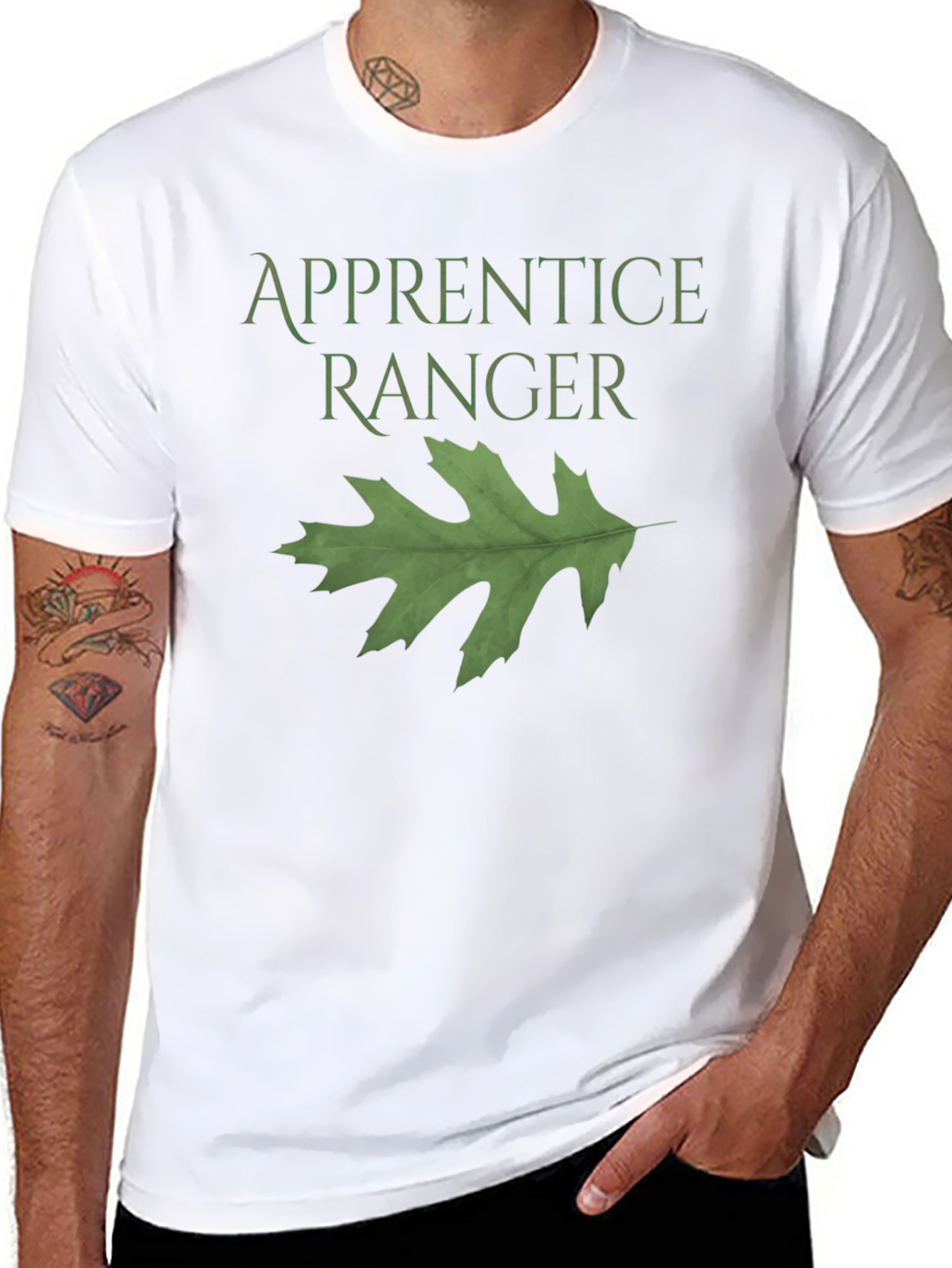Apprentice Ranger Black T-Shirt with Leaf Design