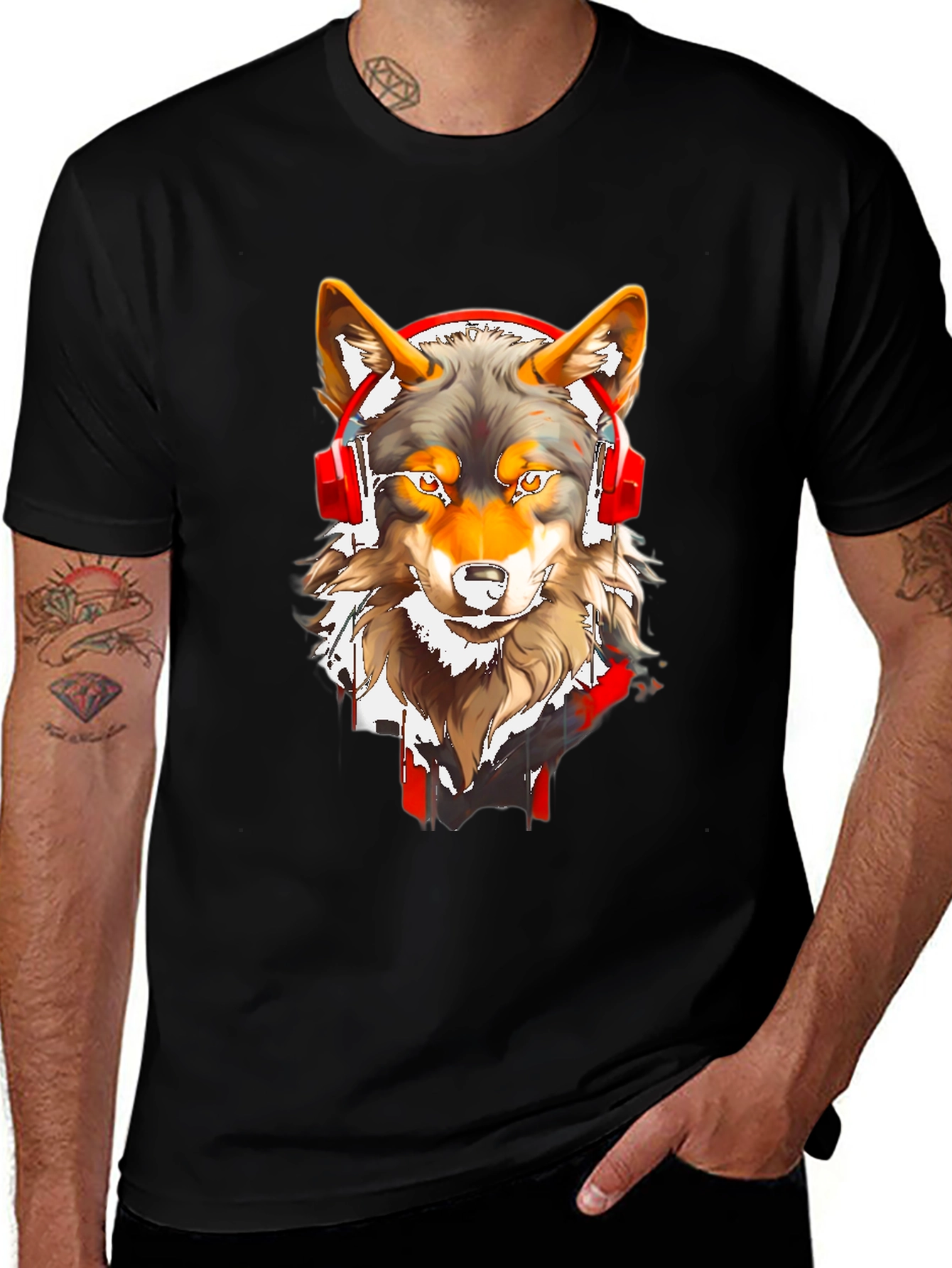 Wolf Headphones Graphic Tee
