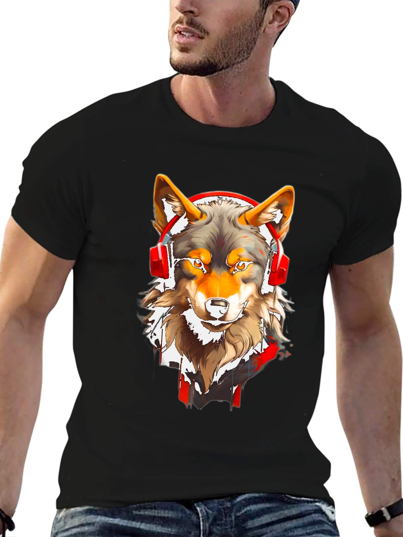 Wolf Headphones Graphic Tee