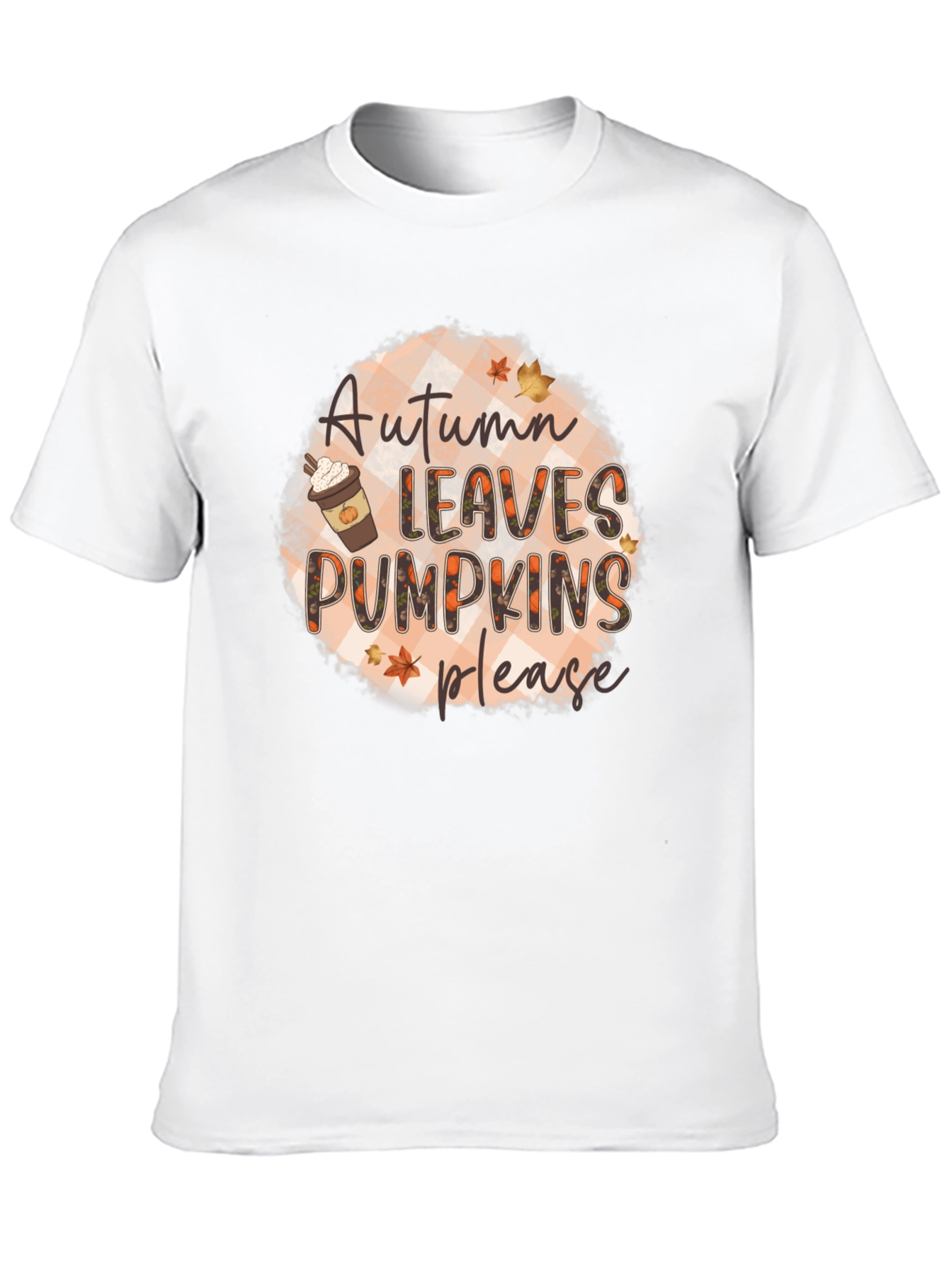 Autumn Leaves Pumpkins Please Black T-Shirt