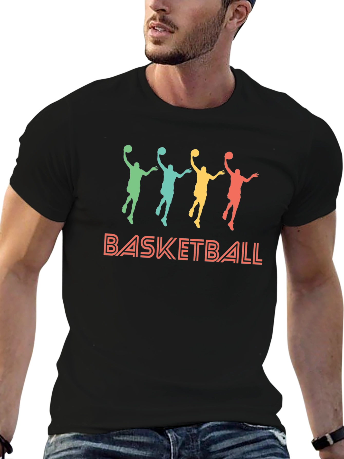Basketball Silhouette Graphic T-Shirt - Retro Style