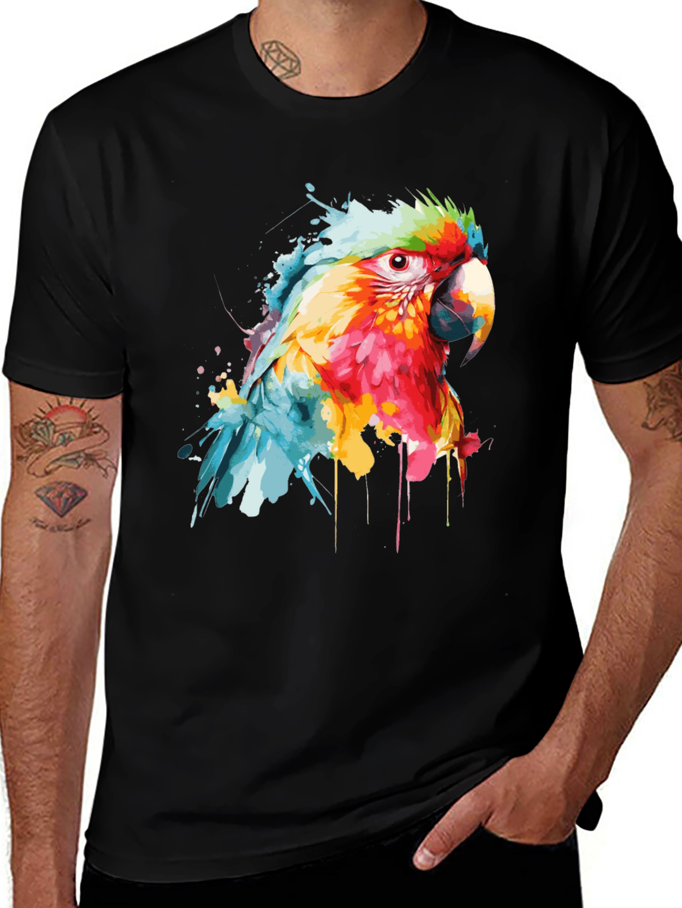 Watercolor Parrot Graphic T-Shirt