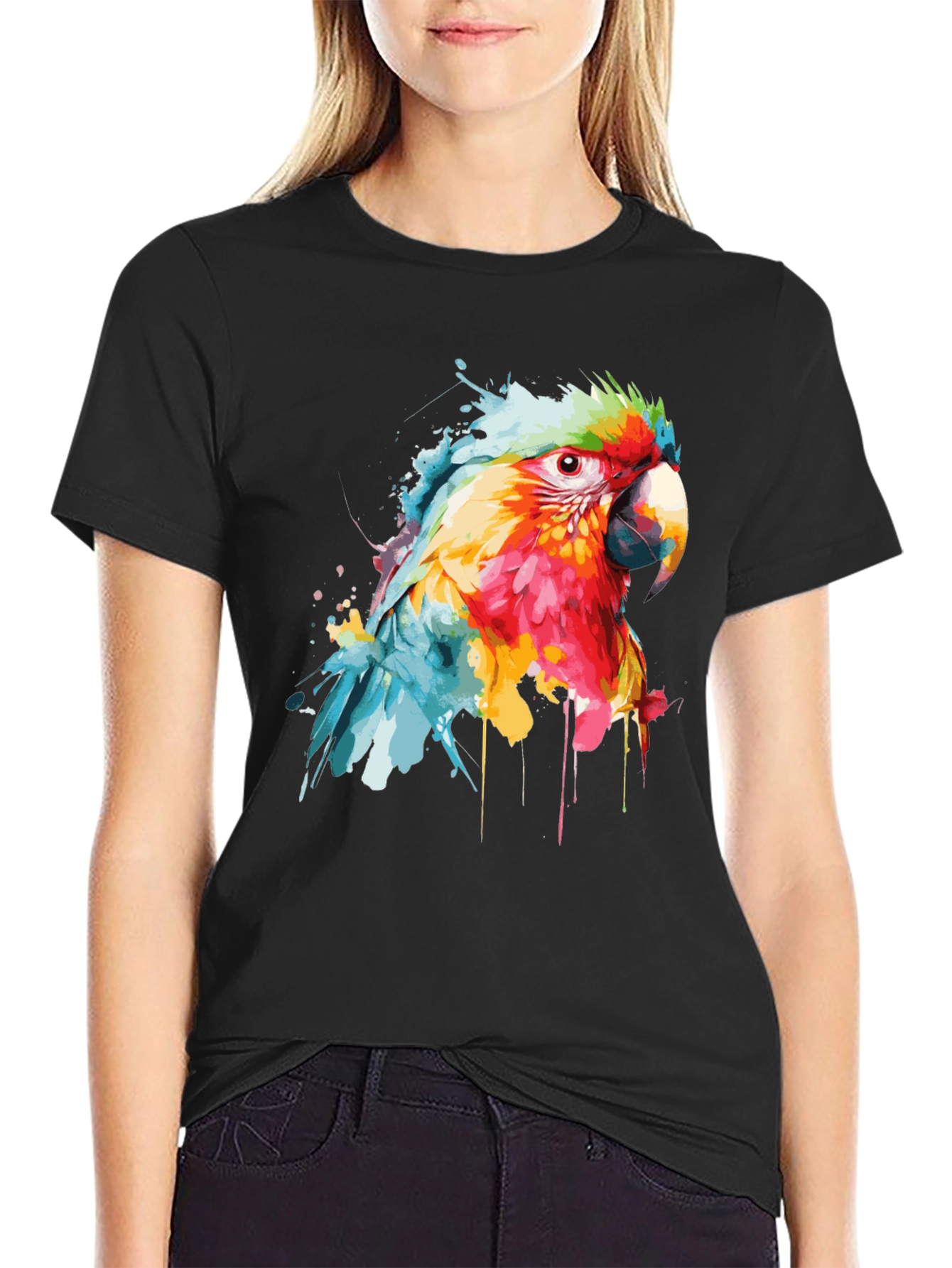 Watercolor Parrot Graphic T-Shirt