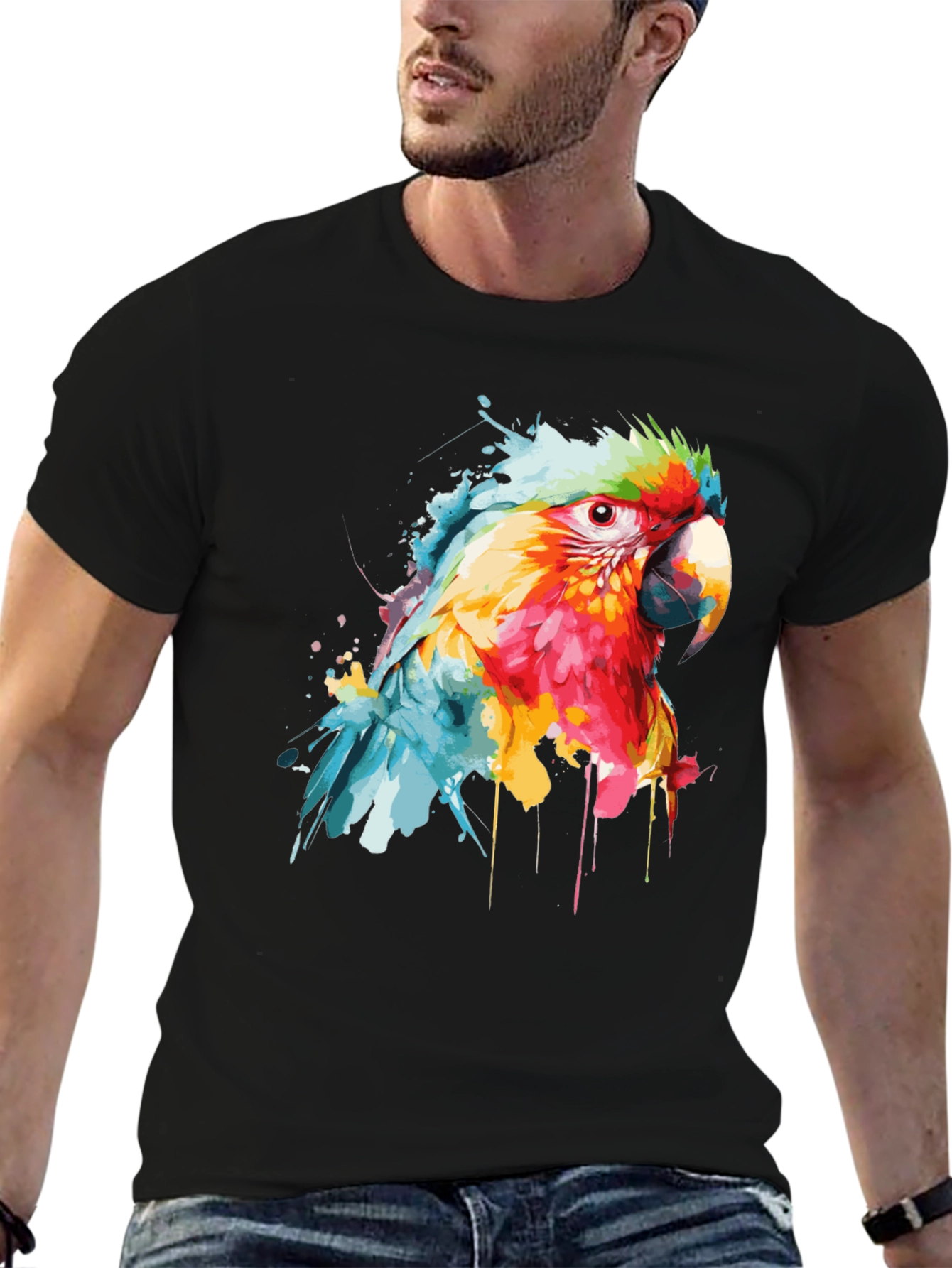Watercolor Parrot Graphic T-Shirt