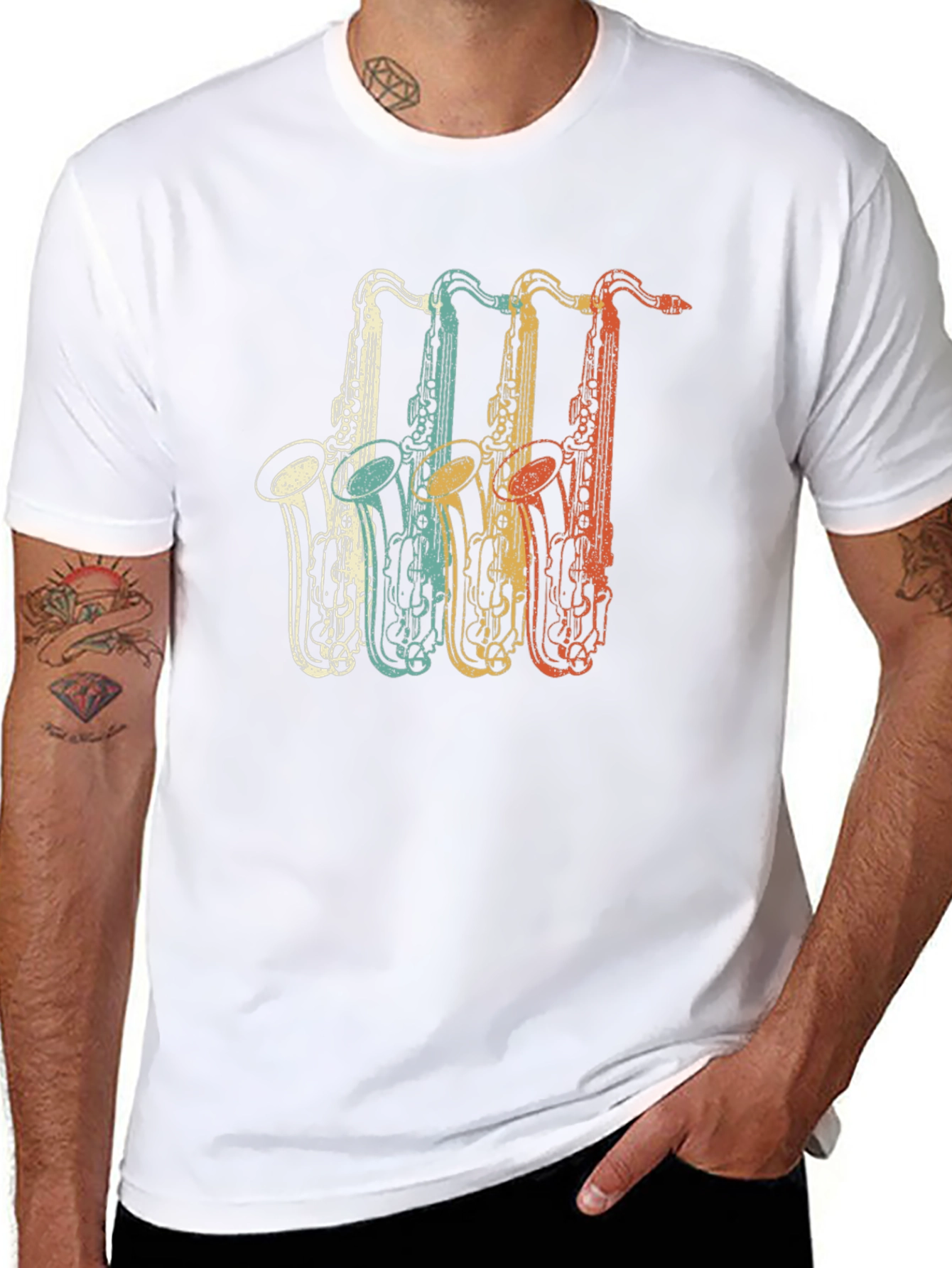 Retro Saxophone T-Shirt - Music Lover Tee