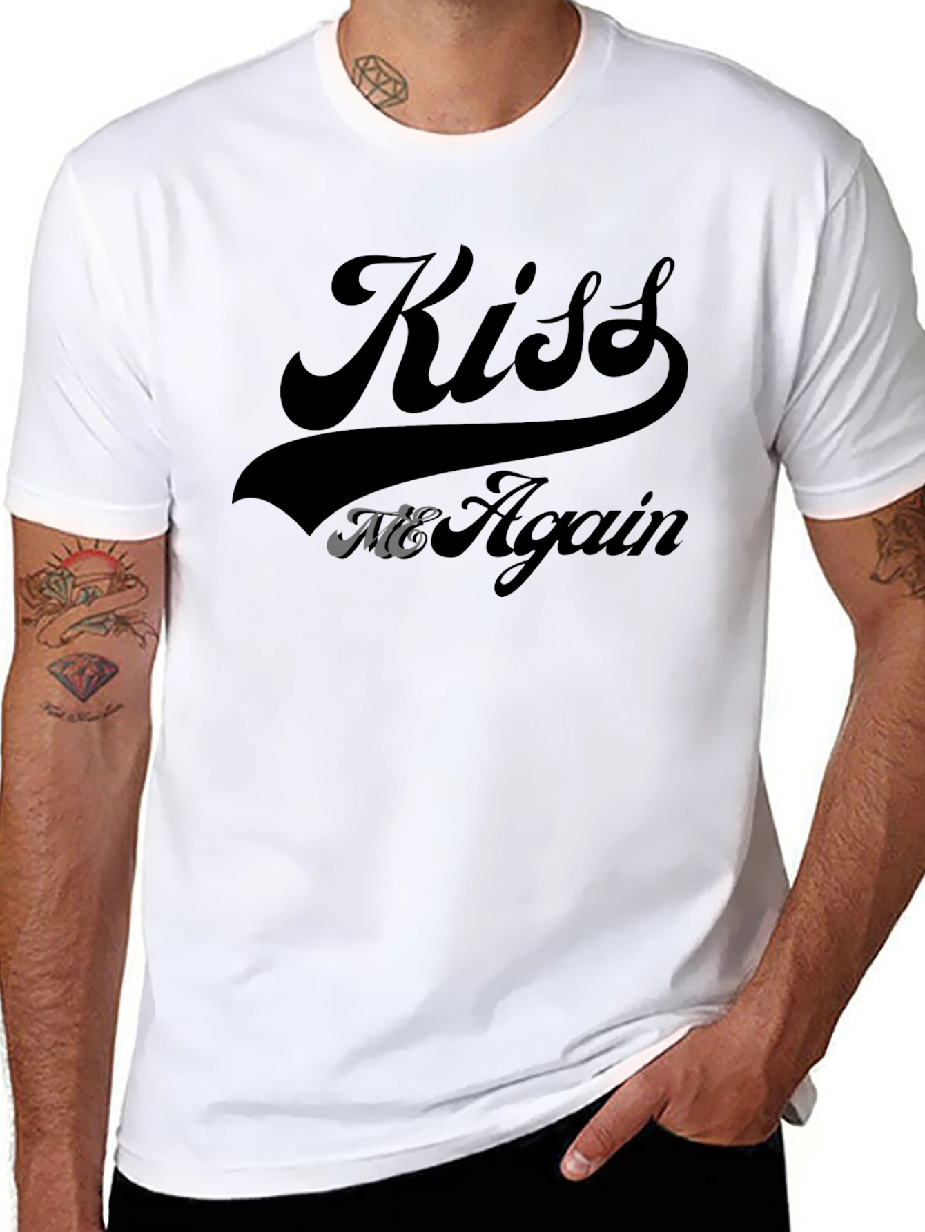 Kiss Me Again Black Graphic Tee Shirt