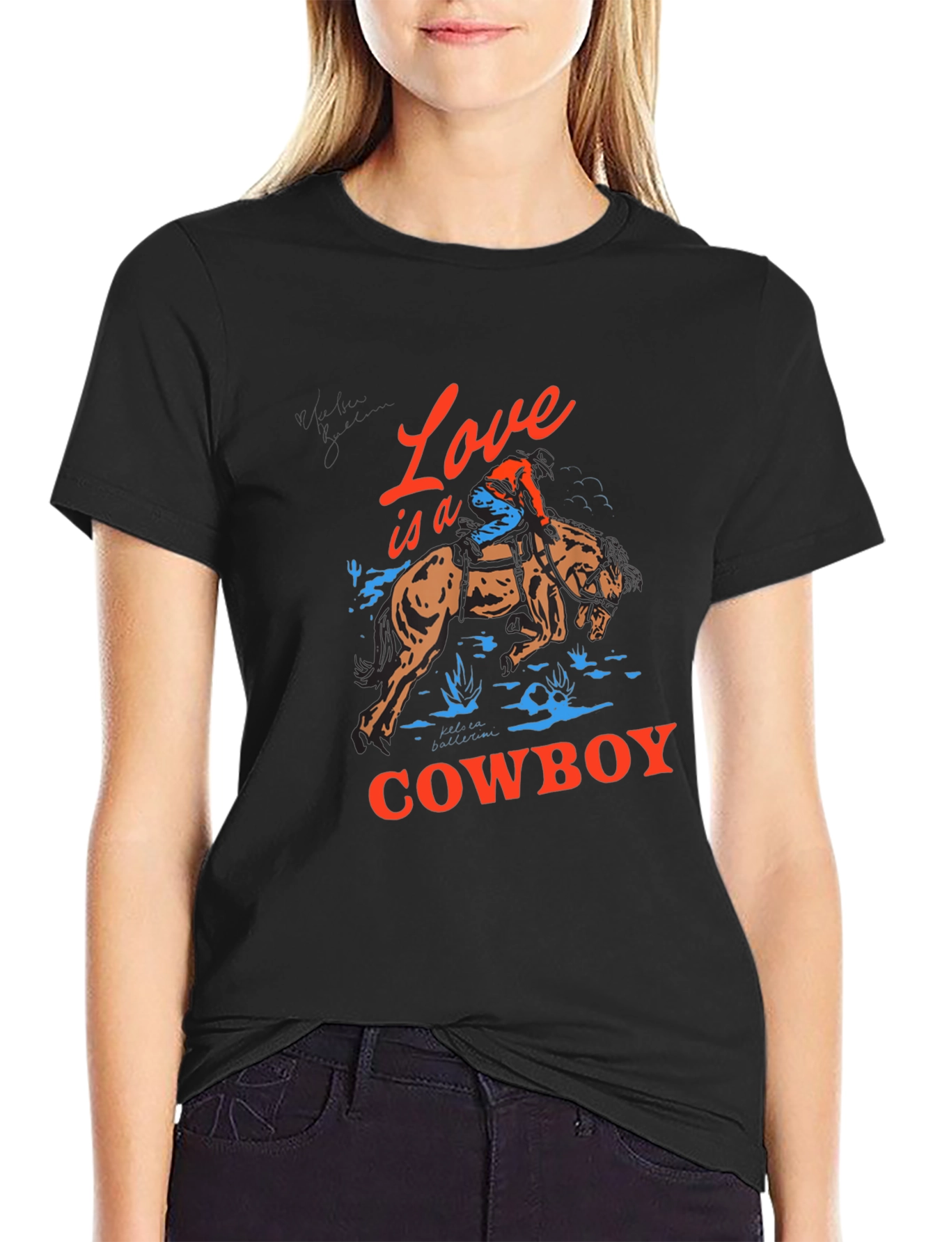 Love is a Cowboy Graphic Tee - Black