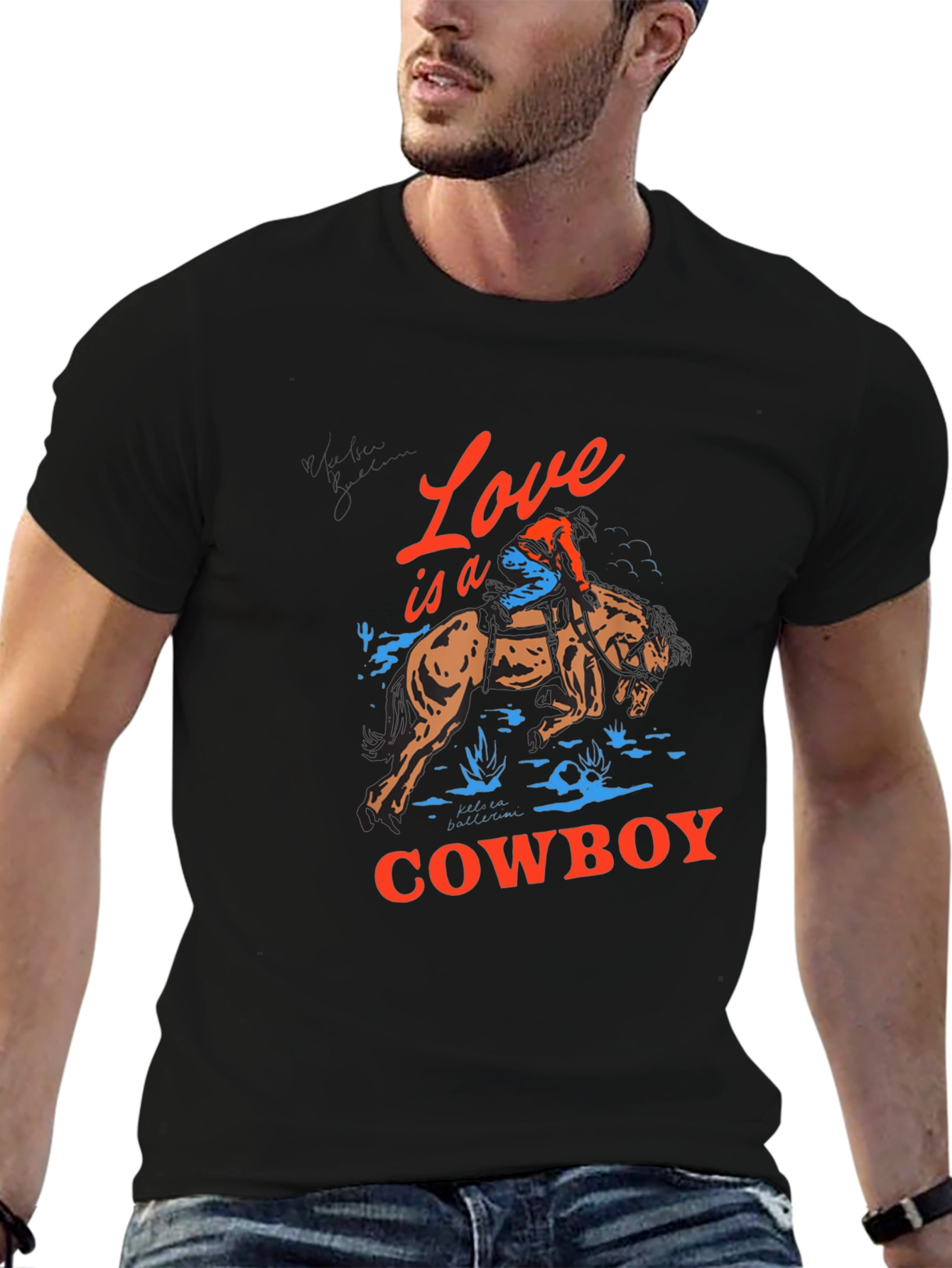 Love is a Cowboy Graphic Tee - Black