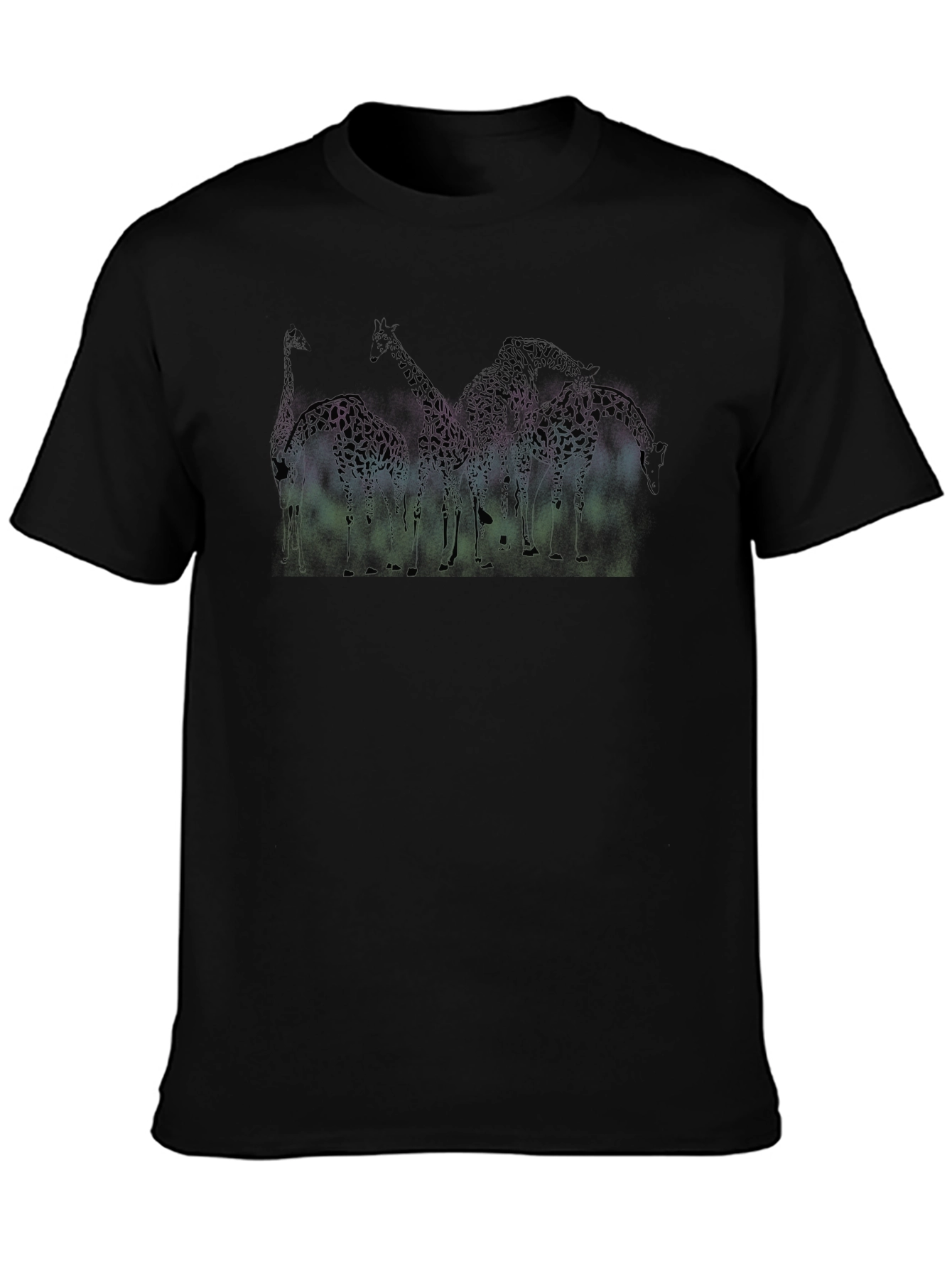 Giraffe Silhouette Graphic Black T-Shirt