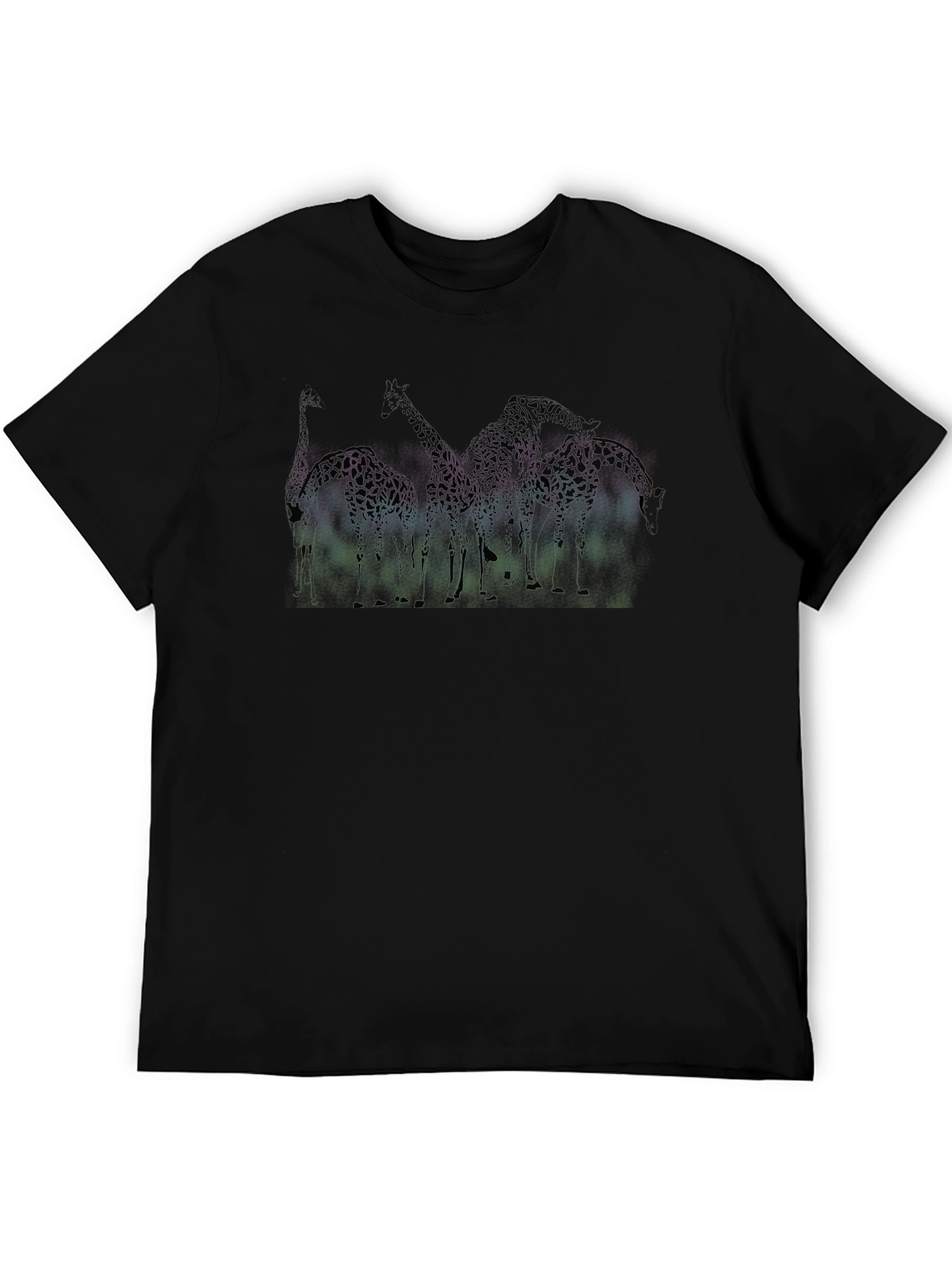 Giraffe Silhouette Graphic Black T-Shirt