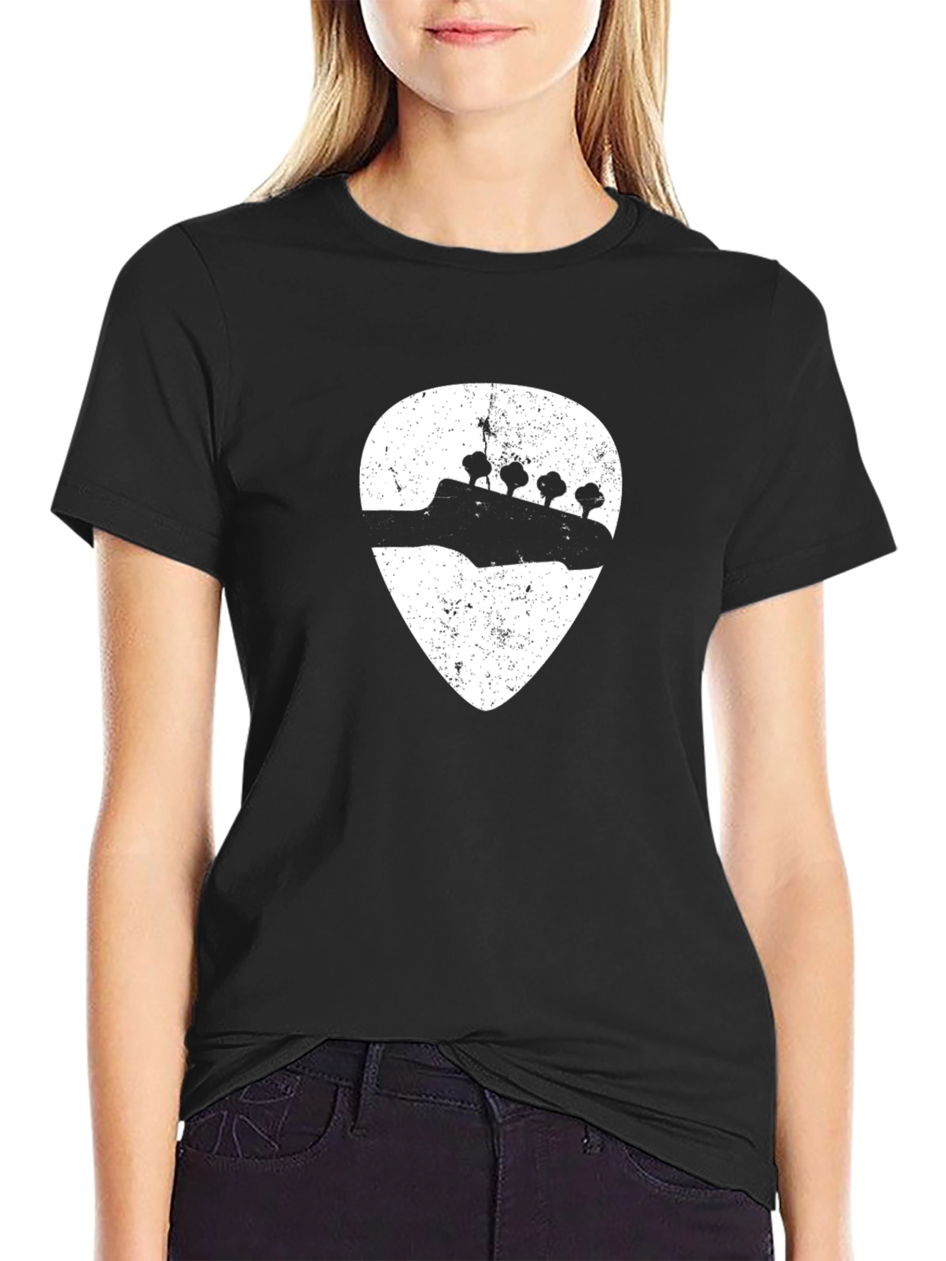 Guitar Pick Bass Headstock Graphic Tee