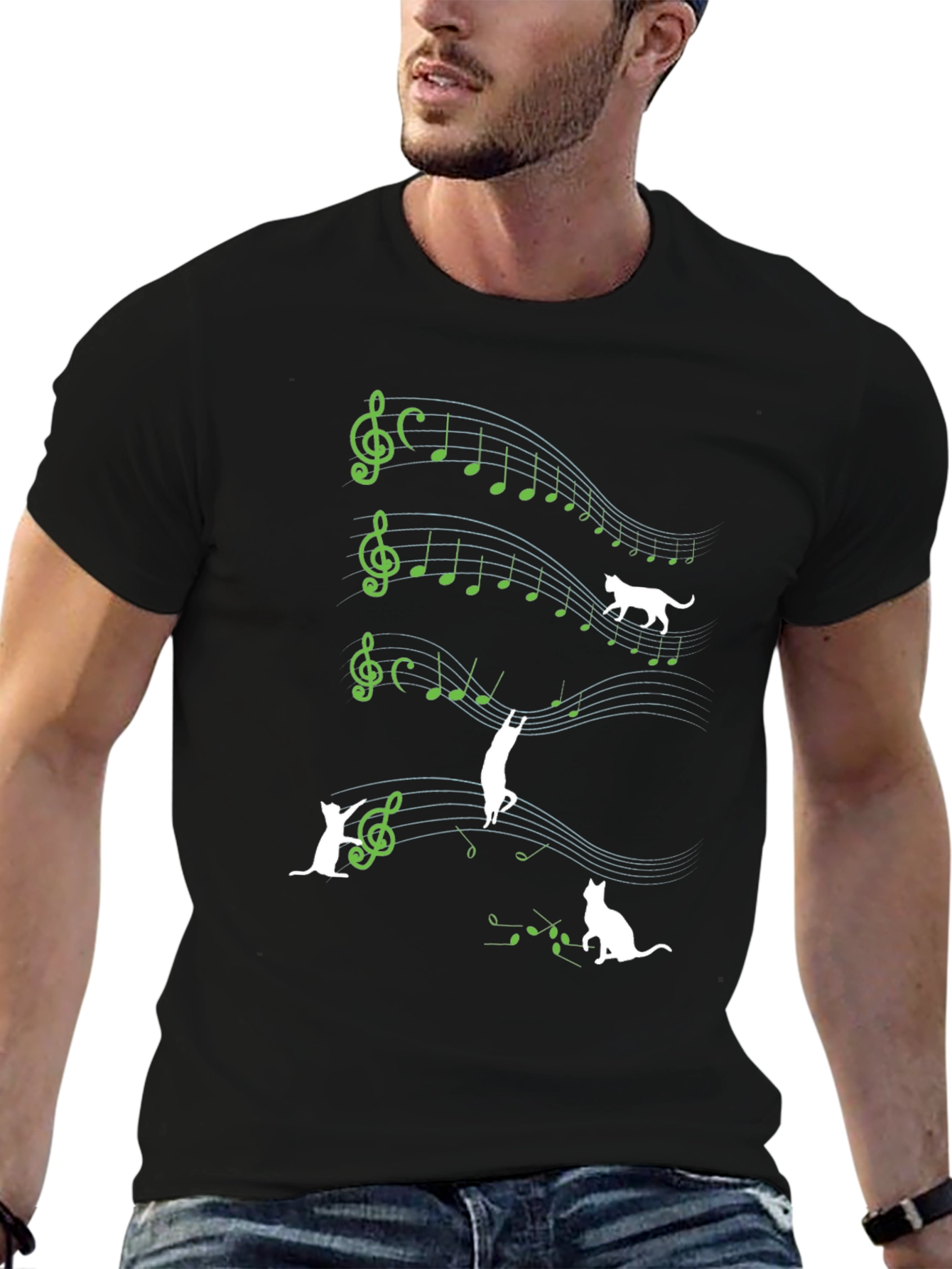 Musical Cat T-Shirt - Quirky Music Lover Tee