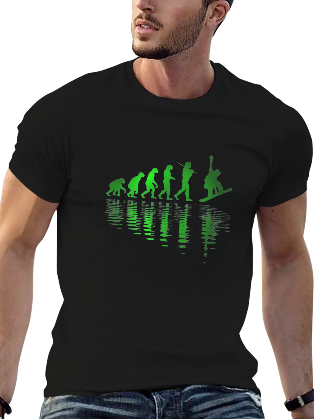 Snowboarder Evolution Black T-Shirt