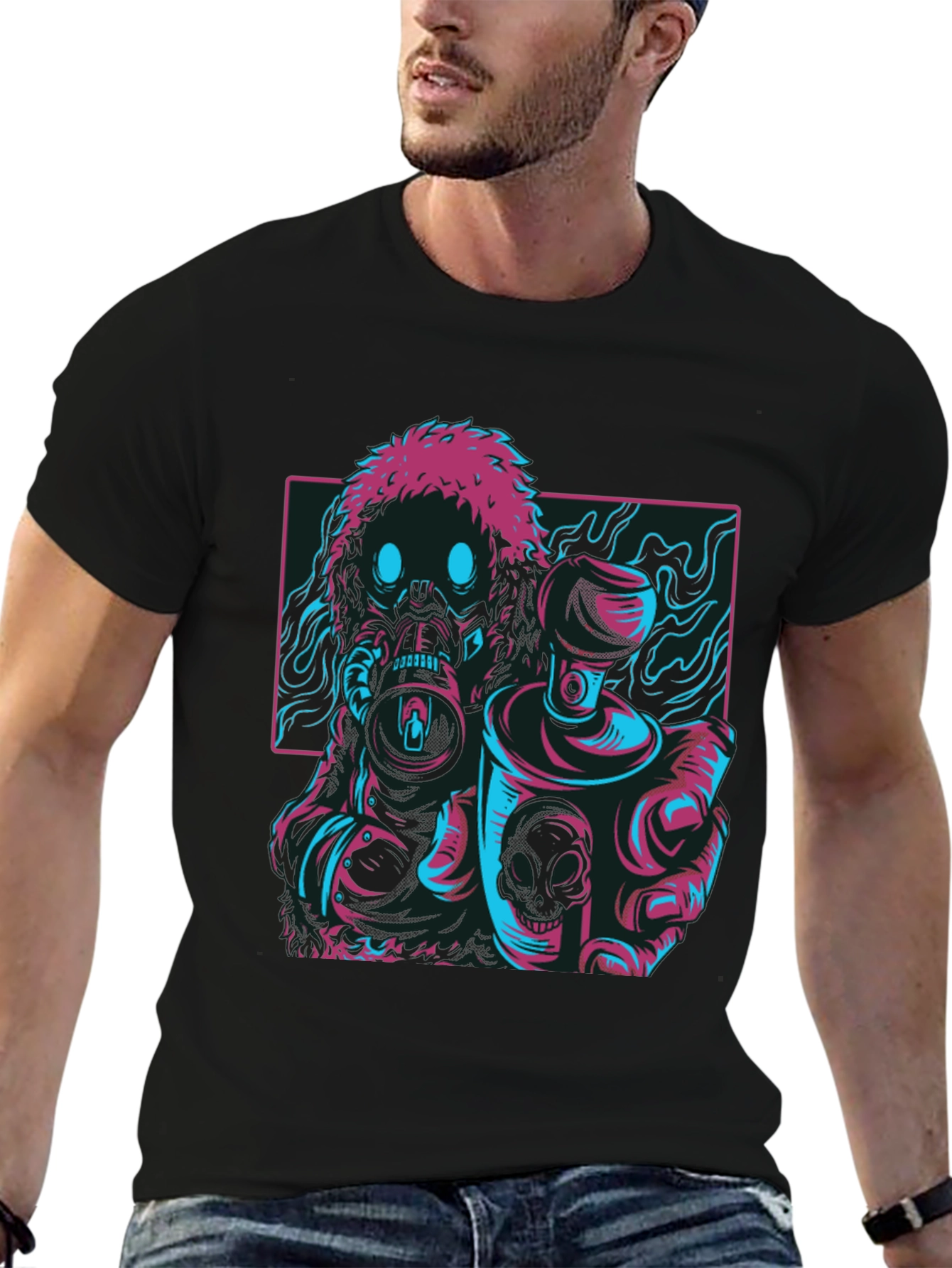 Cyberpunk Graffiti Artist T-Shirt - Black