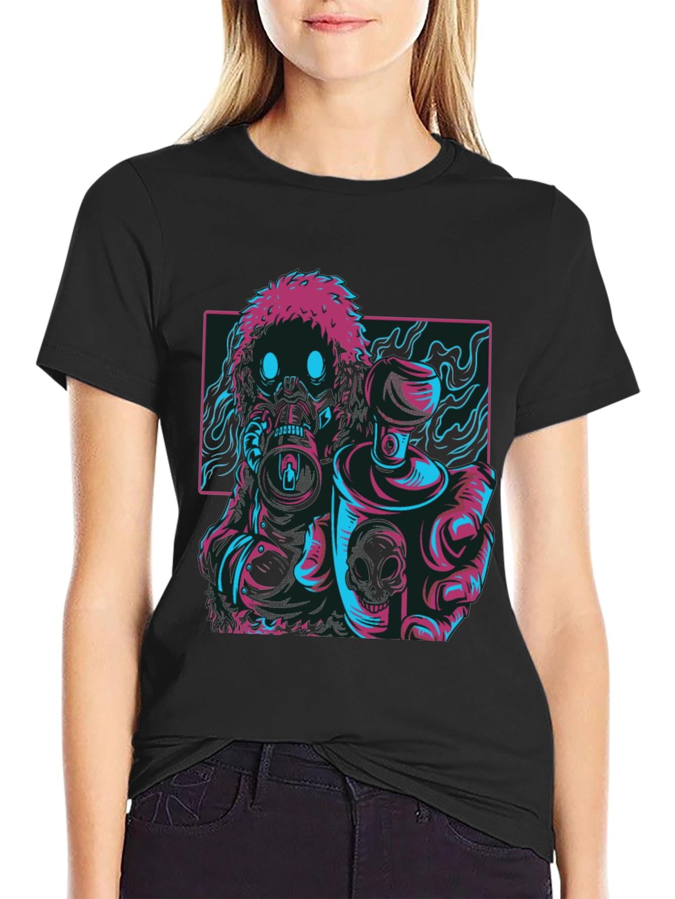 Cyberpunk Graffiti Artist T-Shirt - Black