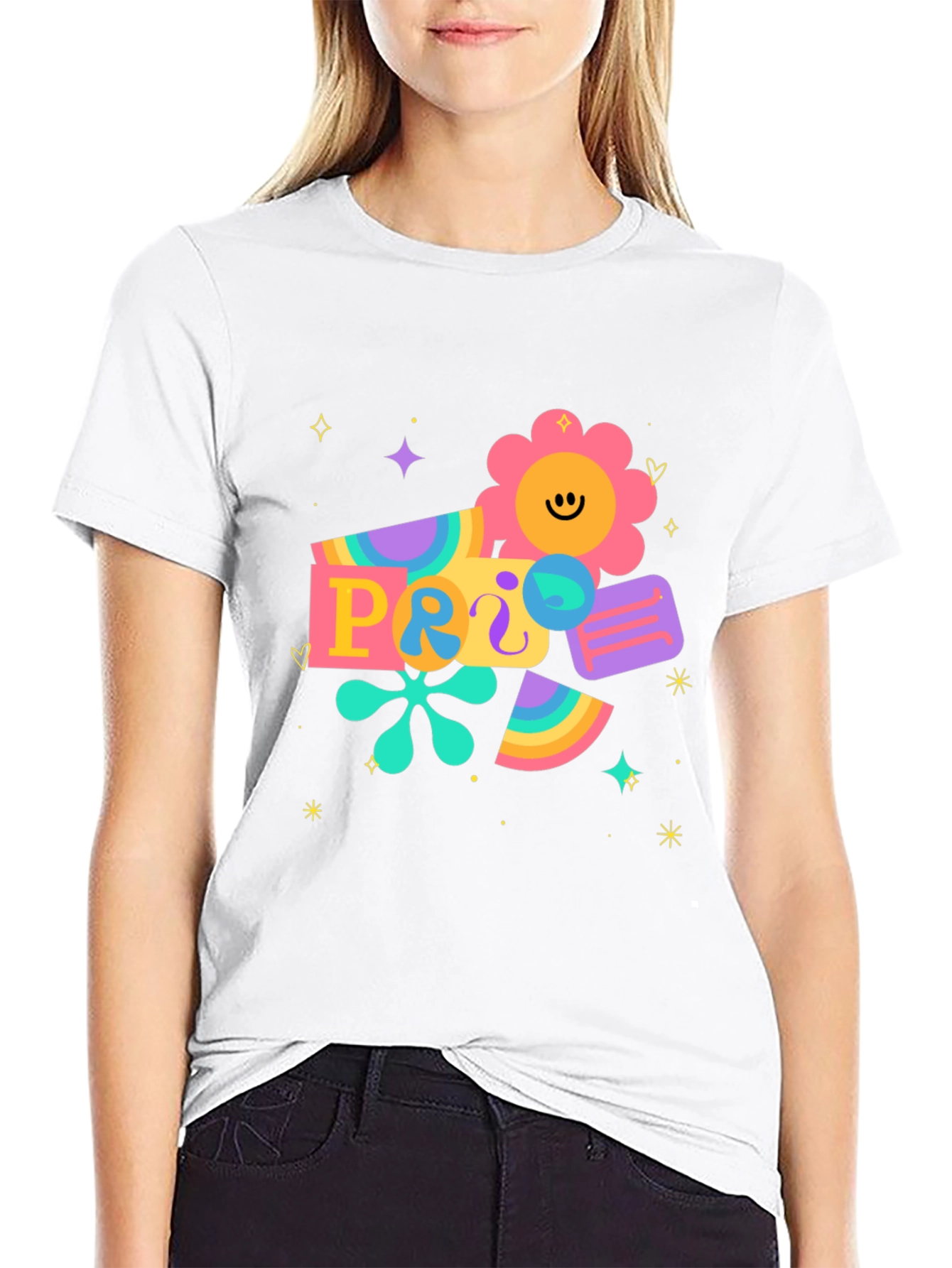 Retro Pride Graphic Tee - Black Cotton Blend T-Shirt