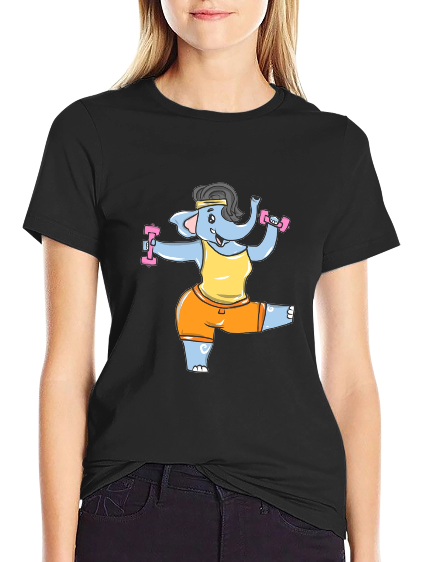 Funny Elephant Gym T-Shirt - Black